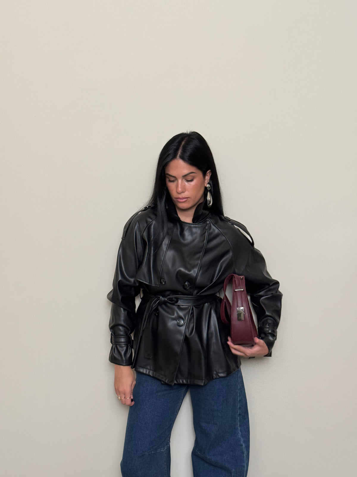 Trench ecopelle nero