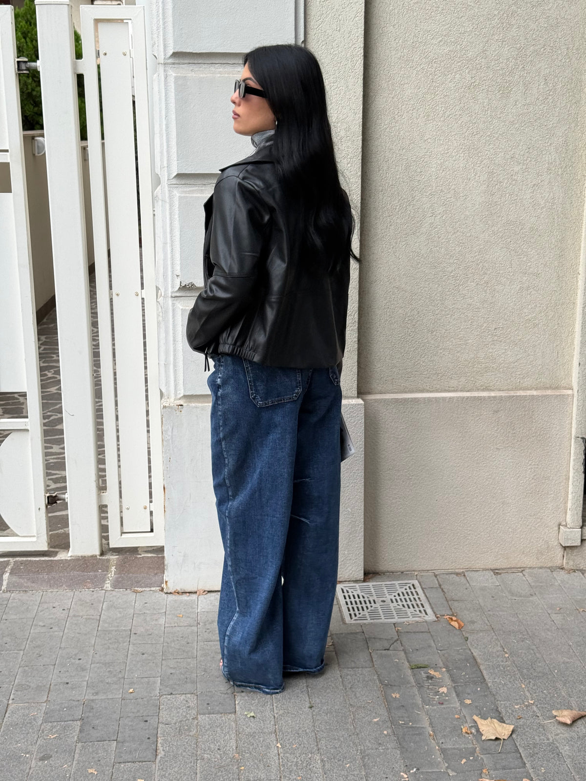 Giacca ecopelle nero