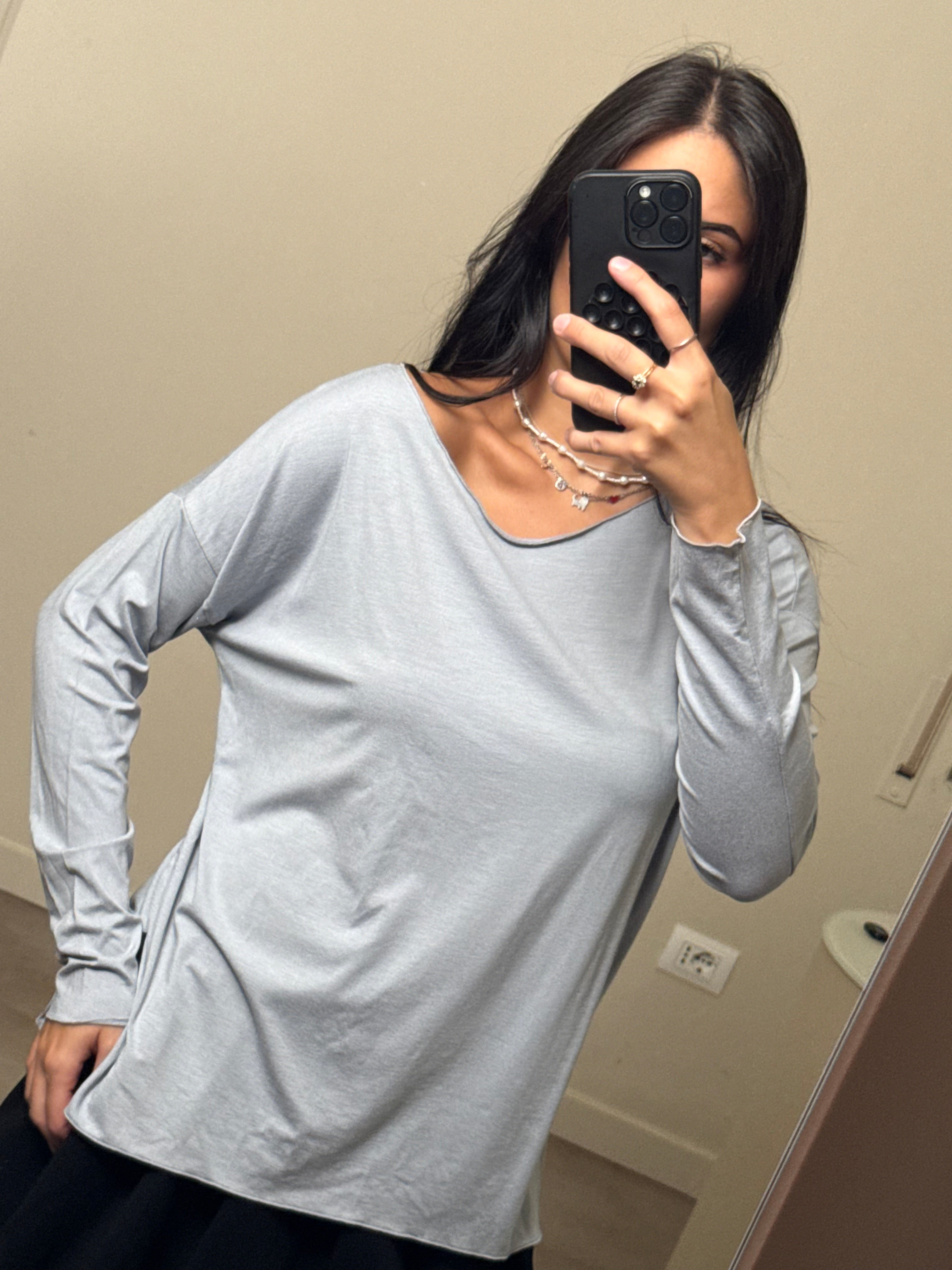 Maglia viscosa basic grigio