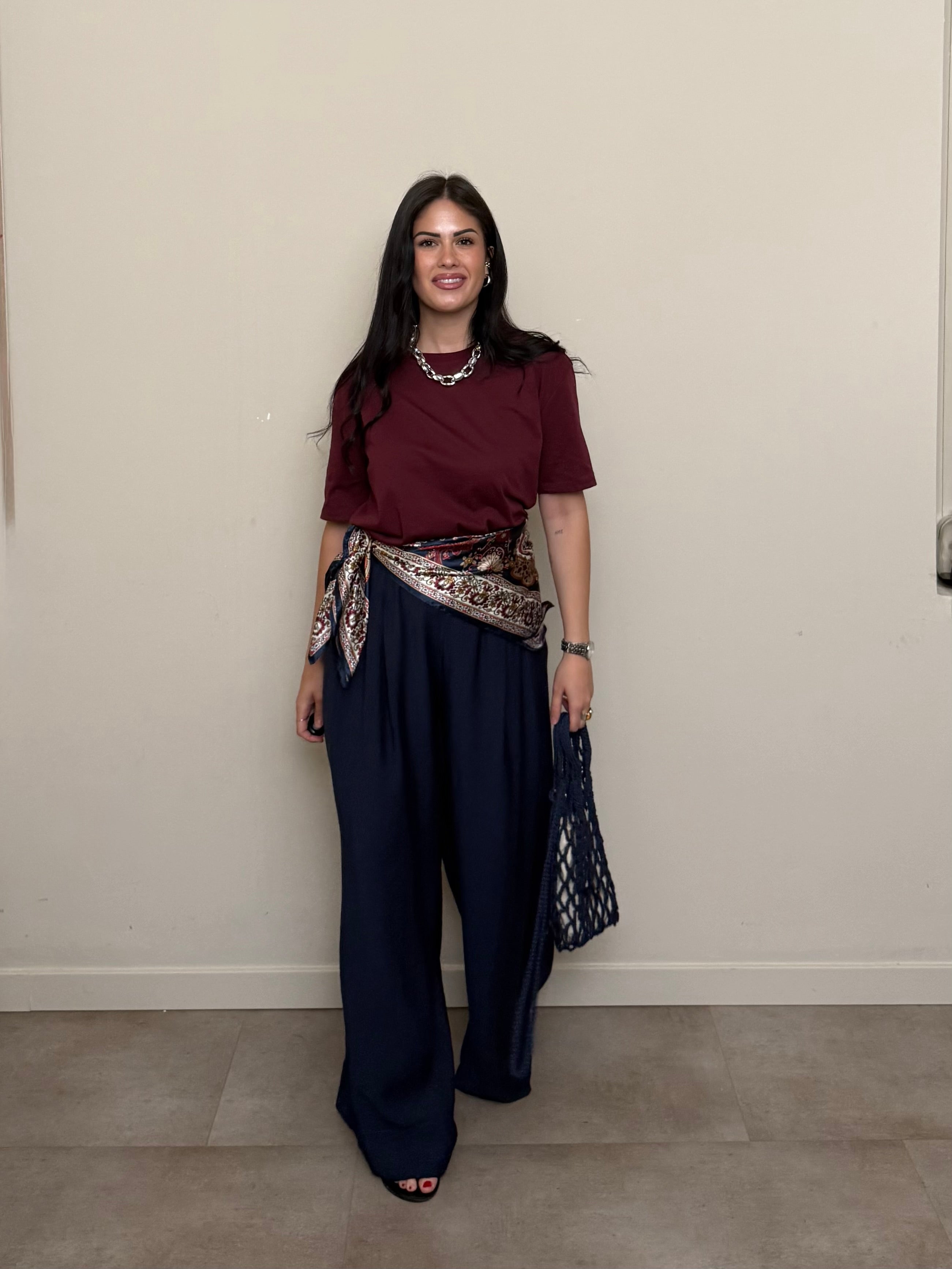 Pantalone palazzo morbido blu