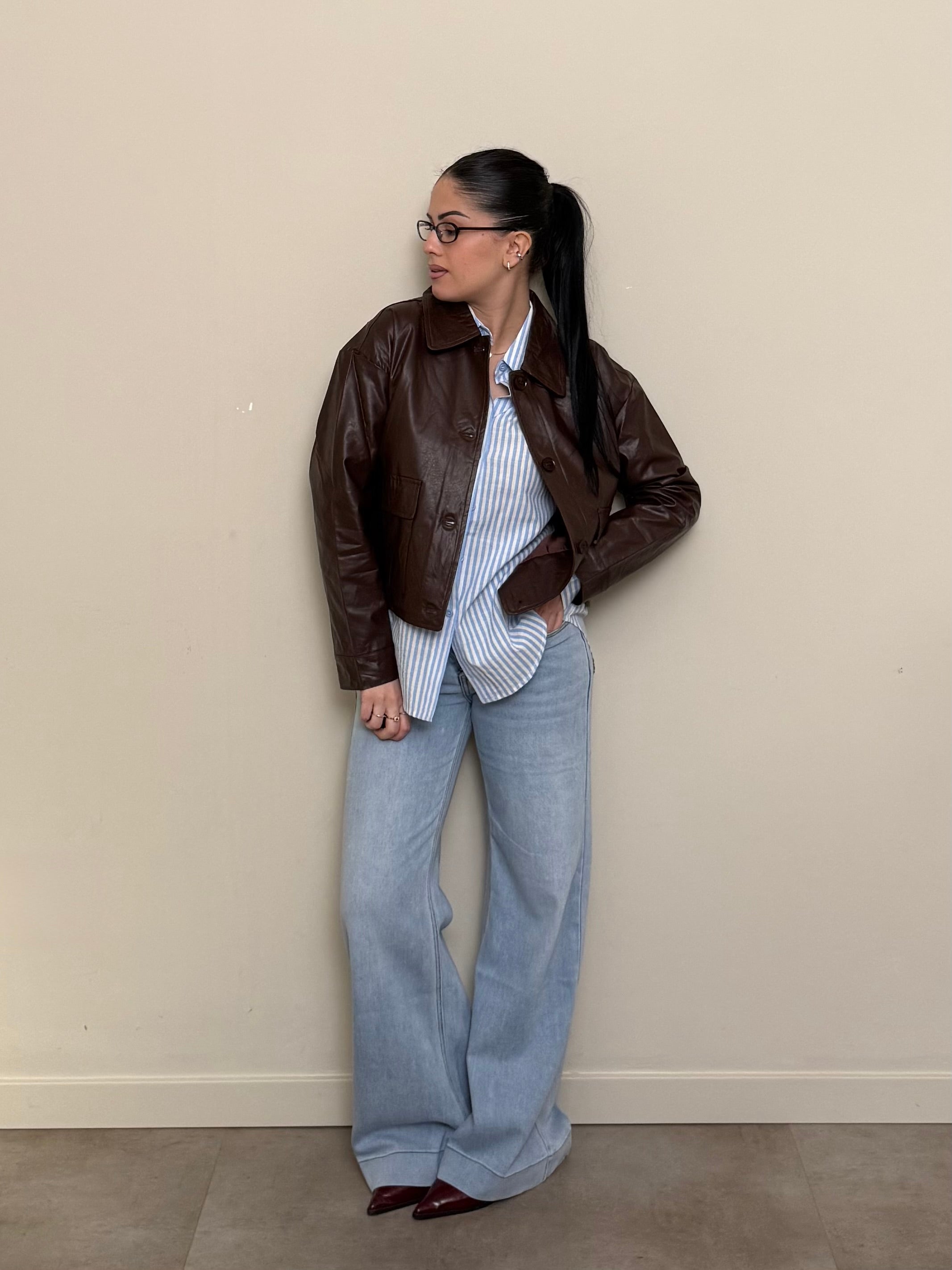 Giacca ecopelle cioccolato