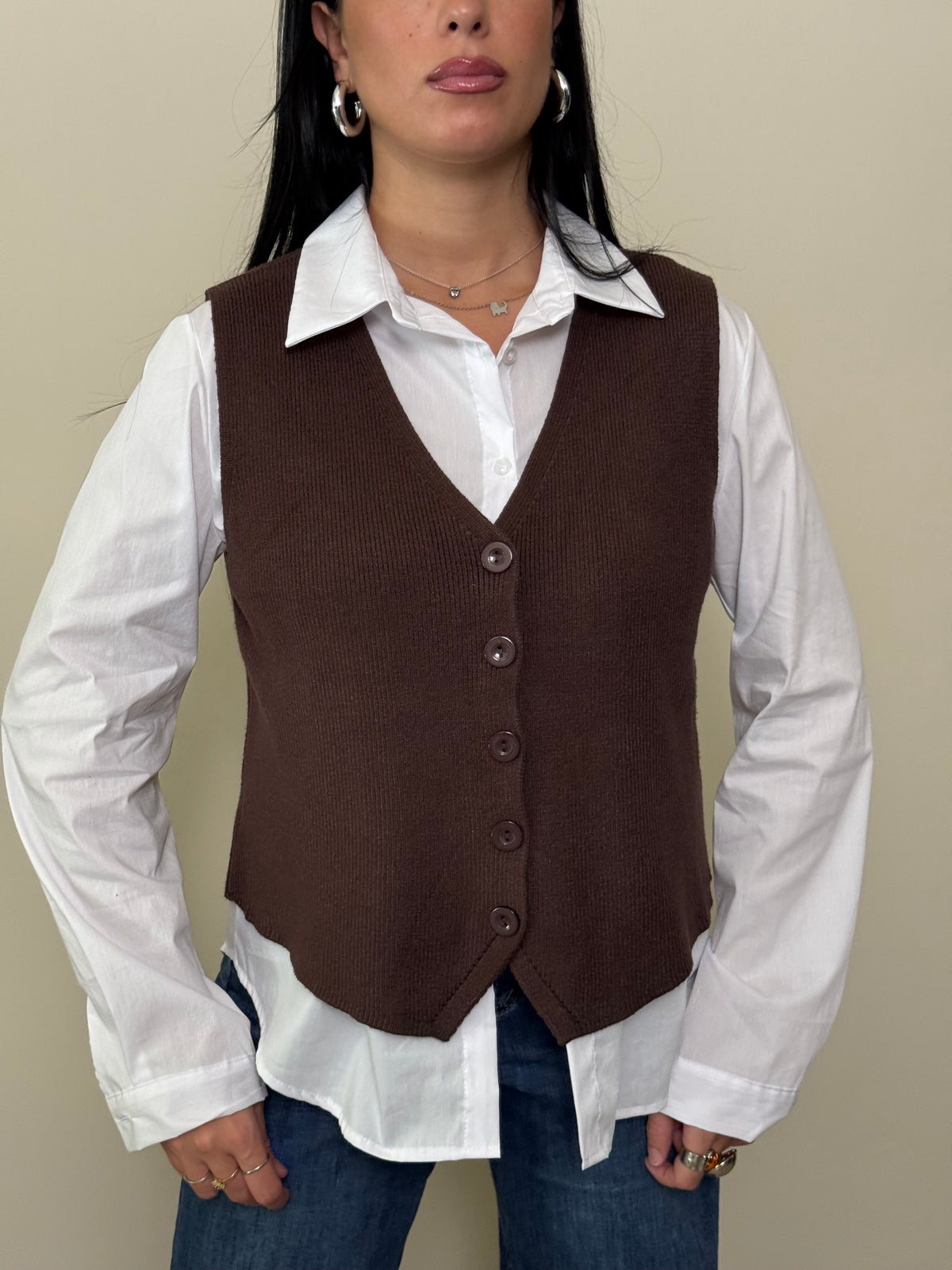 Gilet viscosa cioccolato
