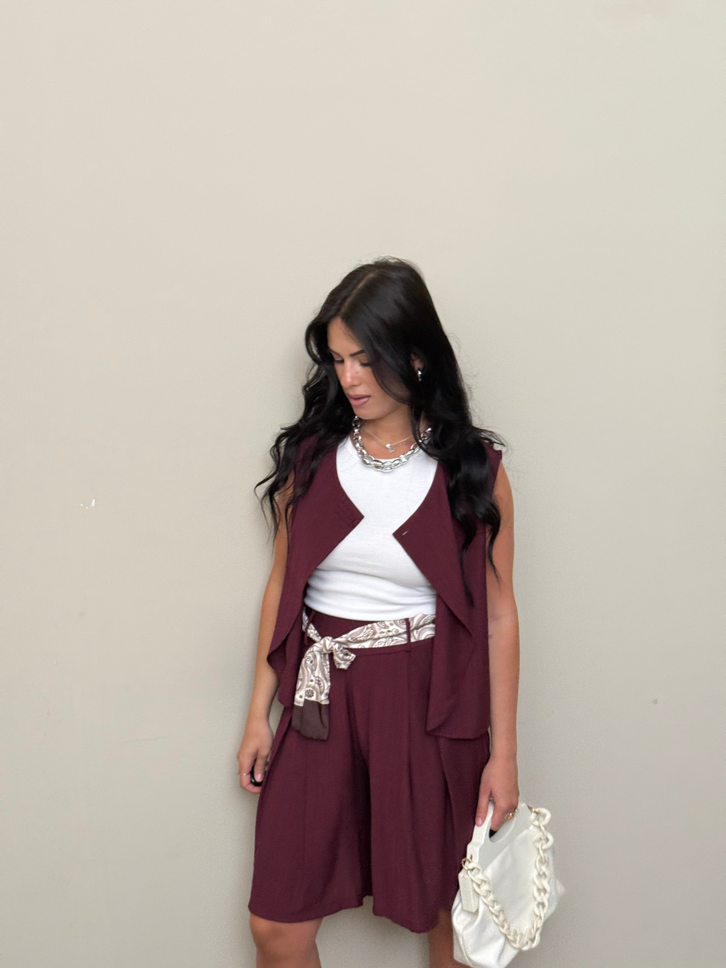 Coordinato bermuda bordeaux