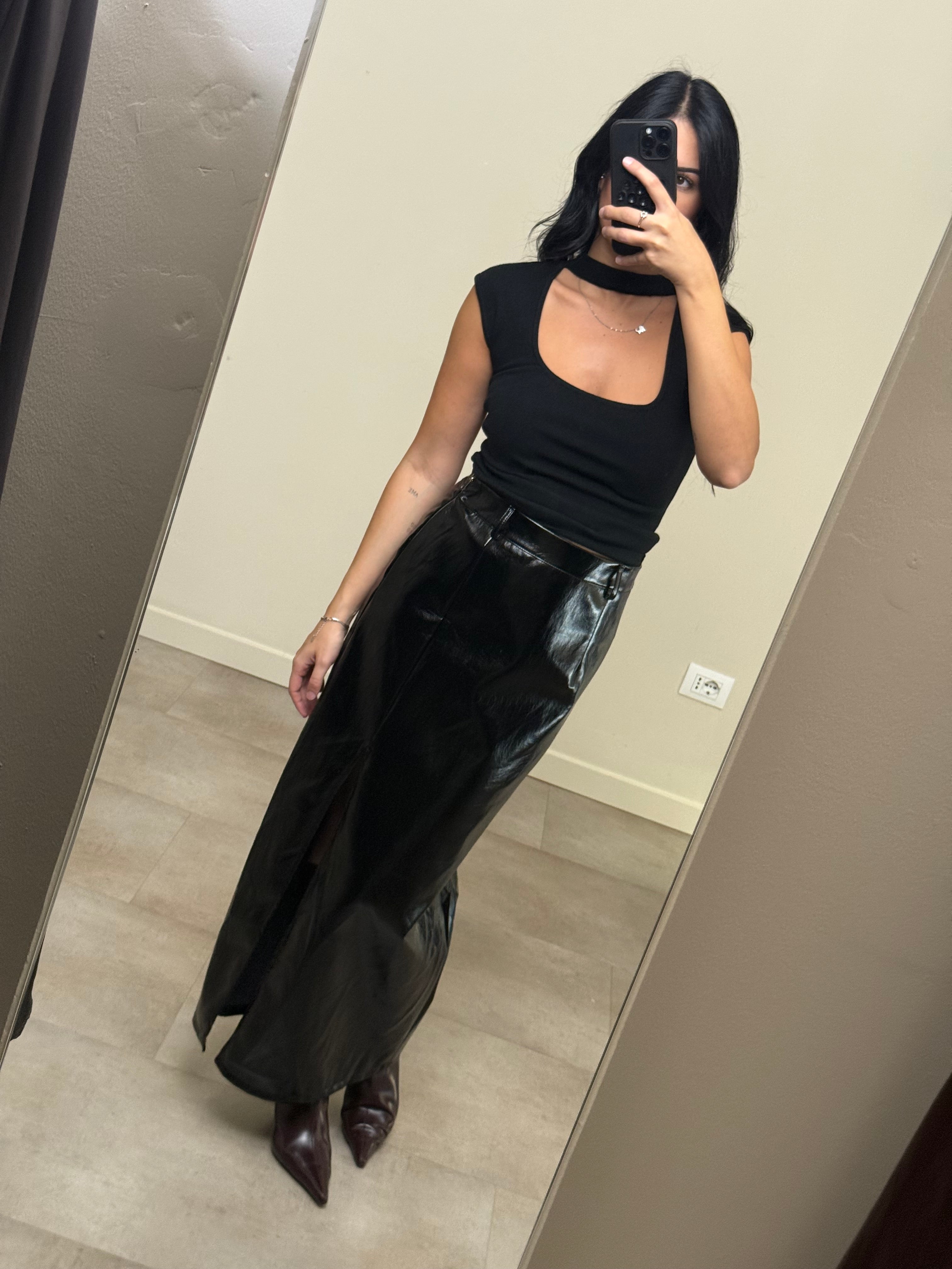 Gonna ecopelle zip