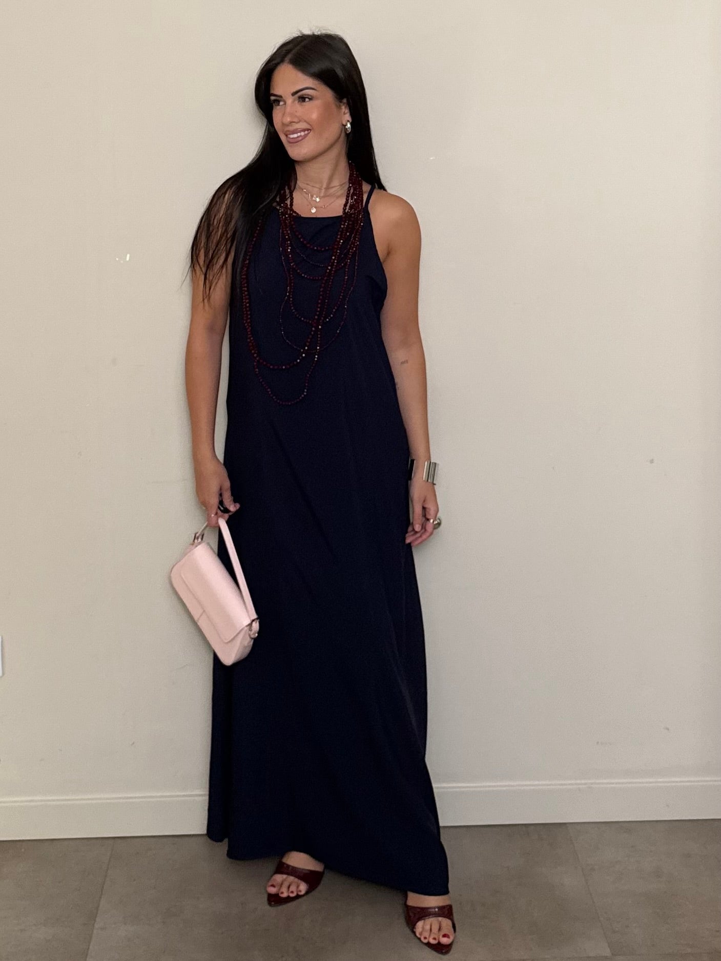 Abito basic viscosa blu