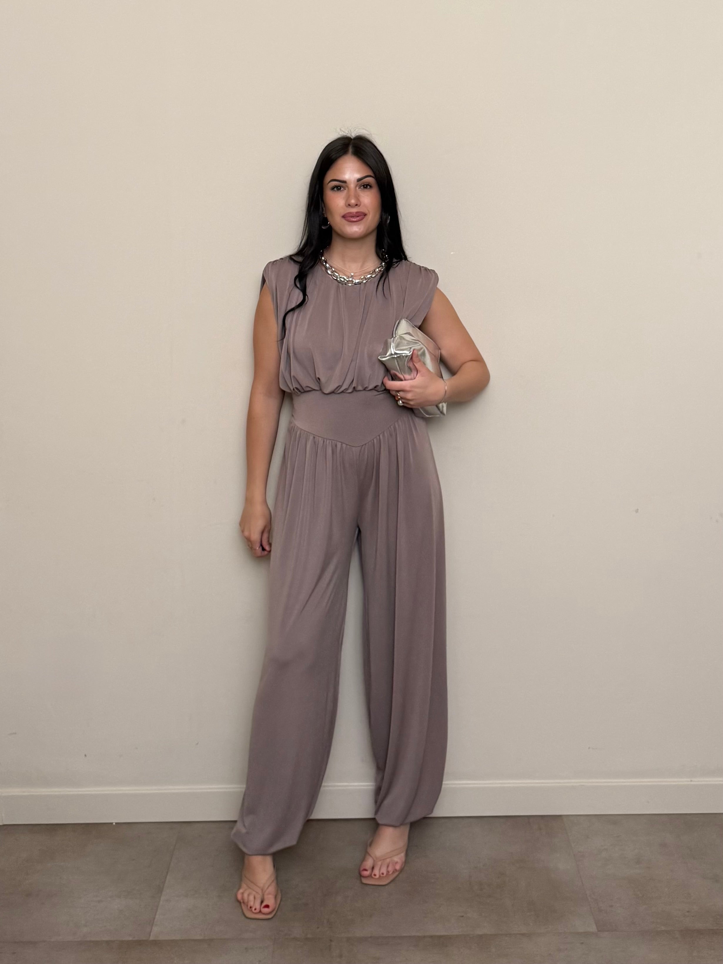 Jumpsuit spalline fango