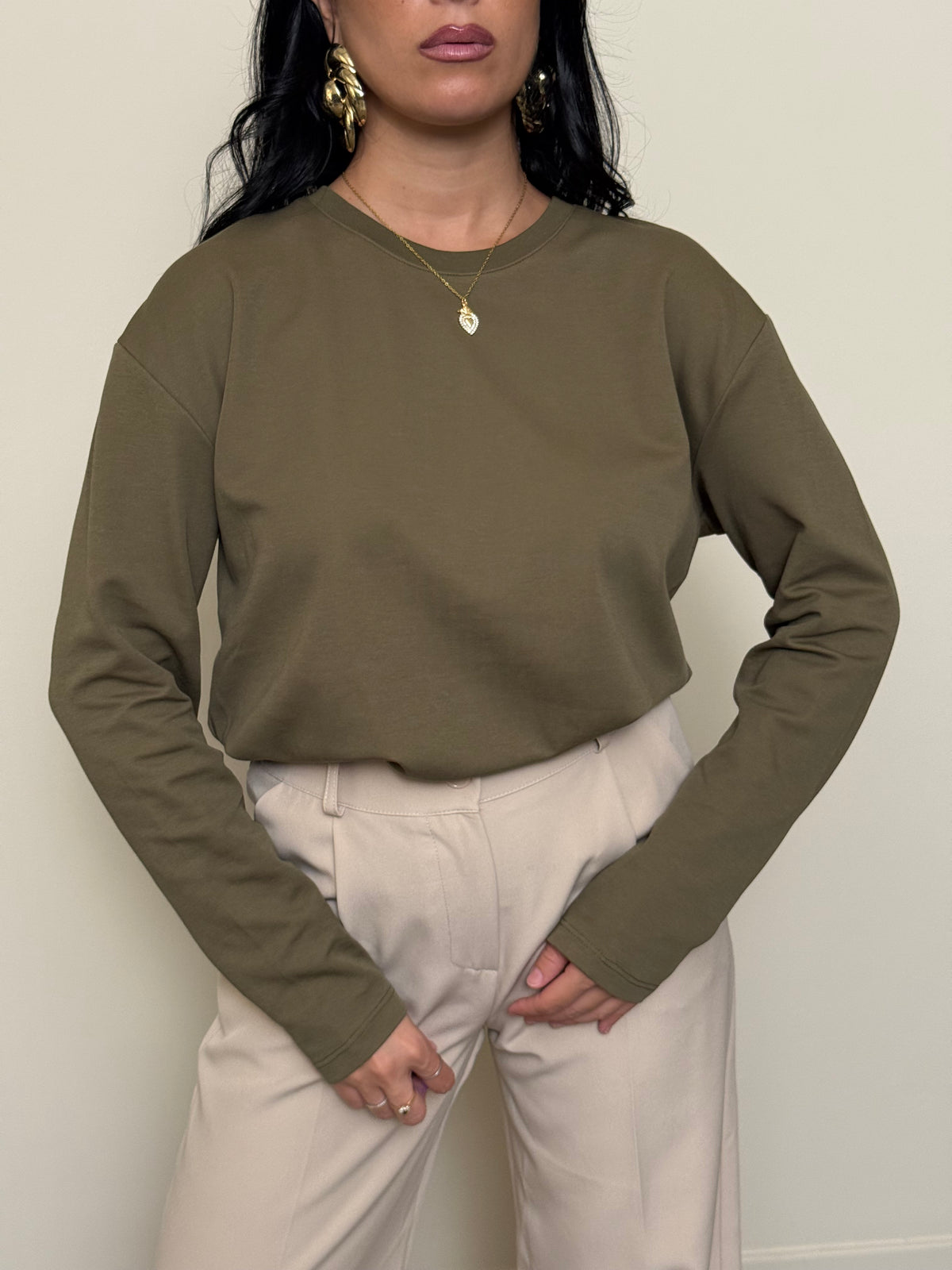Maglia over verde oliva