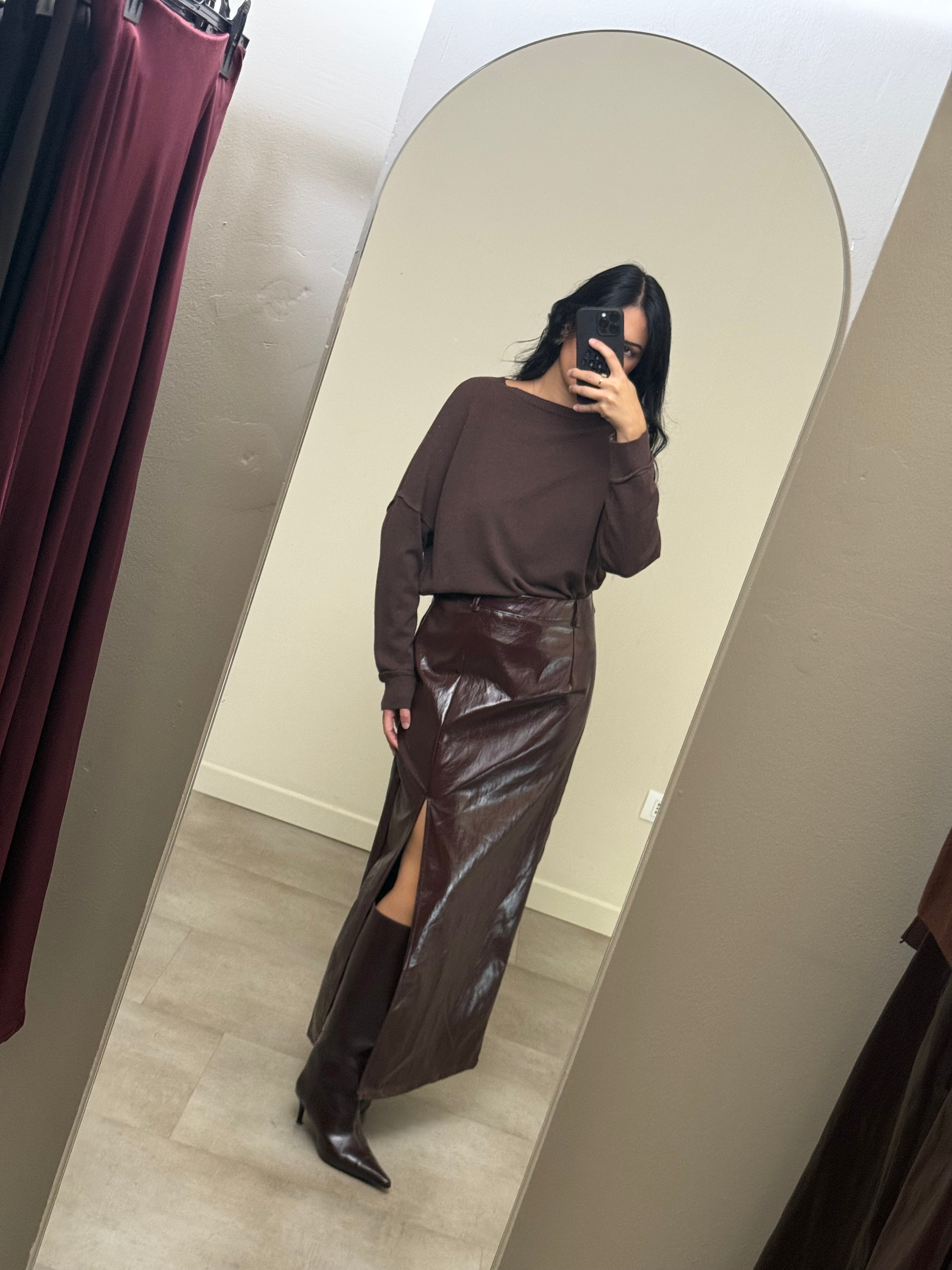 Gonna ecopelle zip