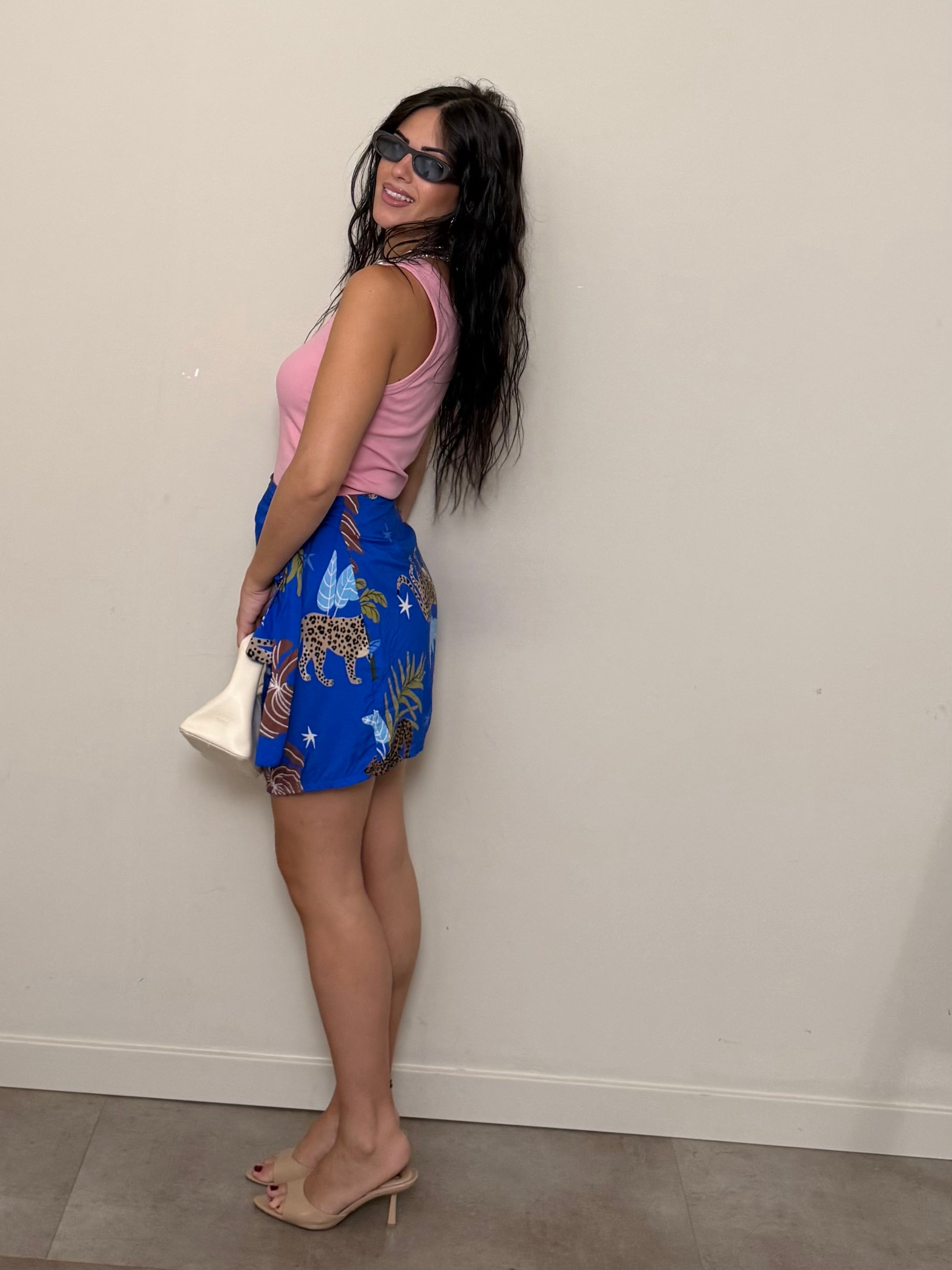 Pareo corto blu elettrico