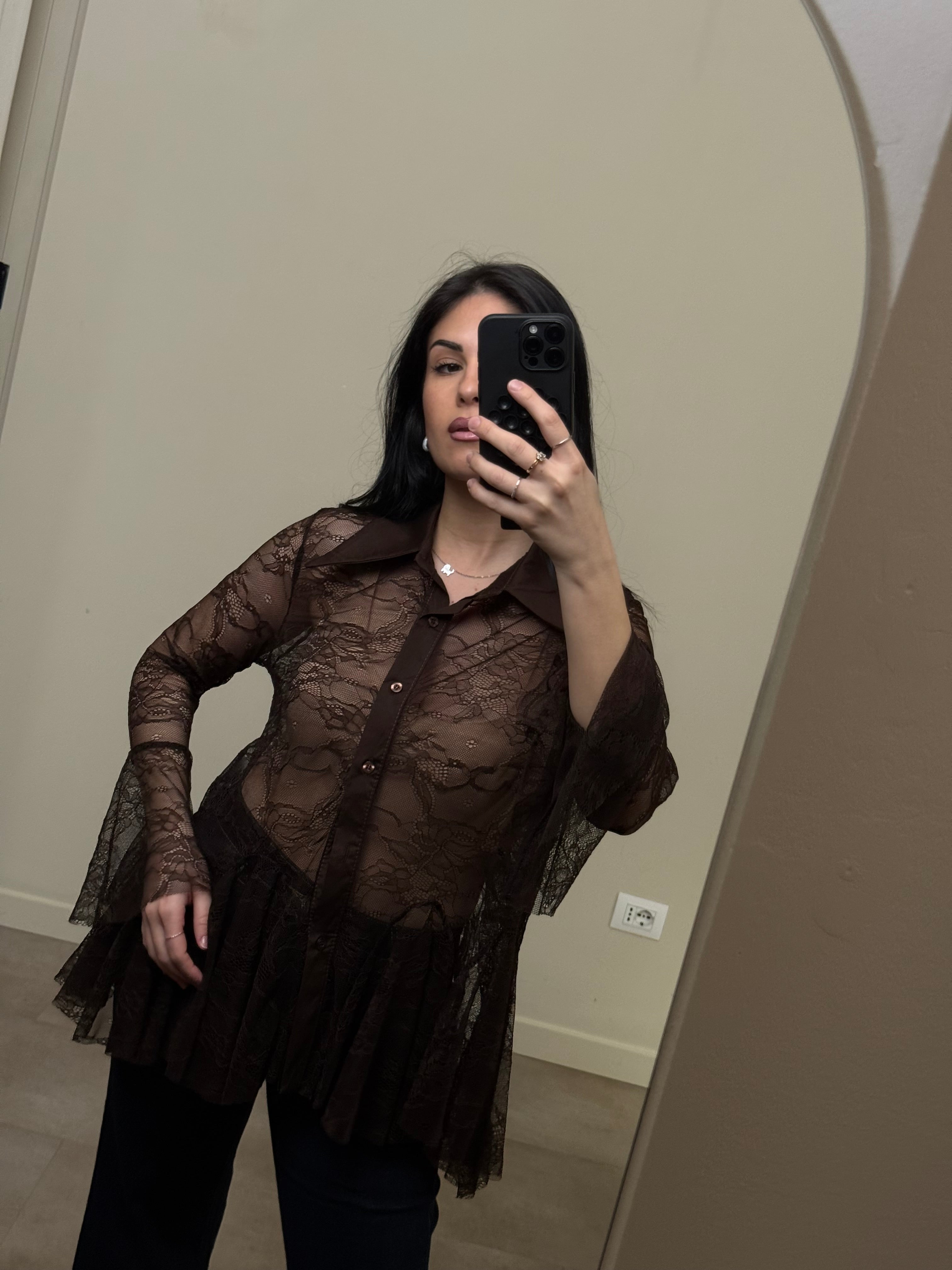 Camicia di pizzo cioccolato