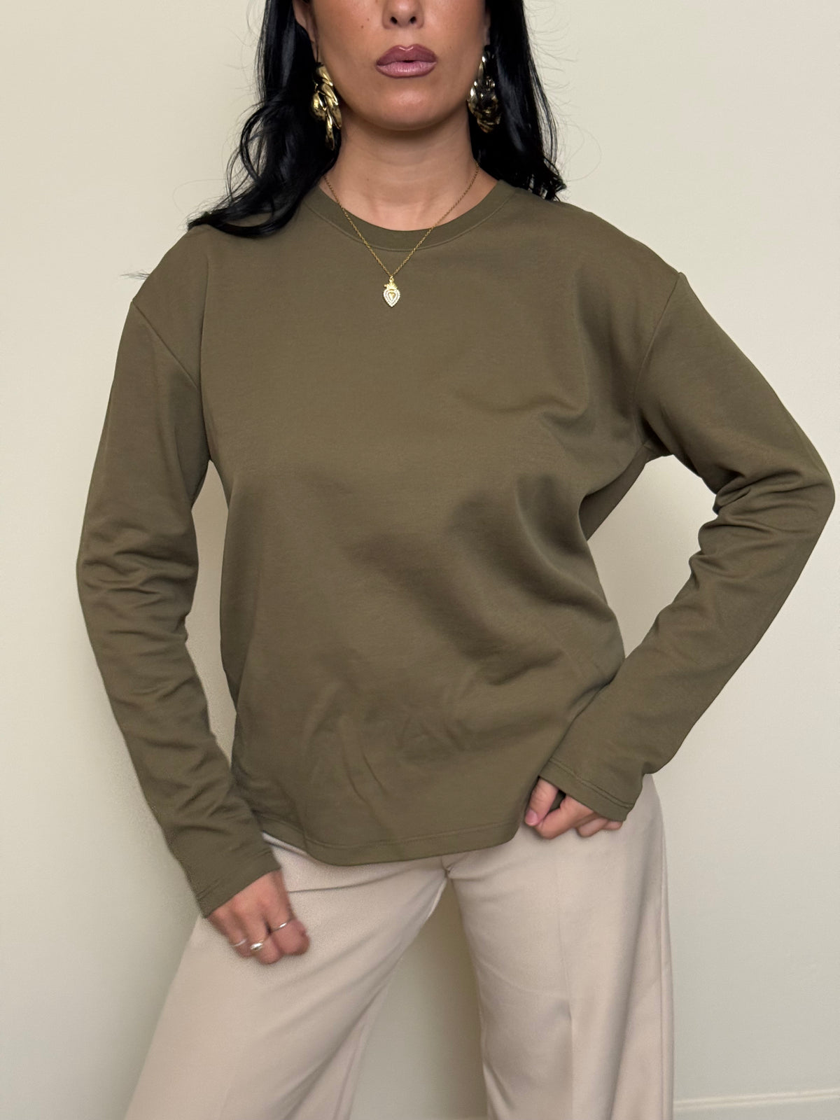 Maglia over verde oliva