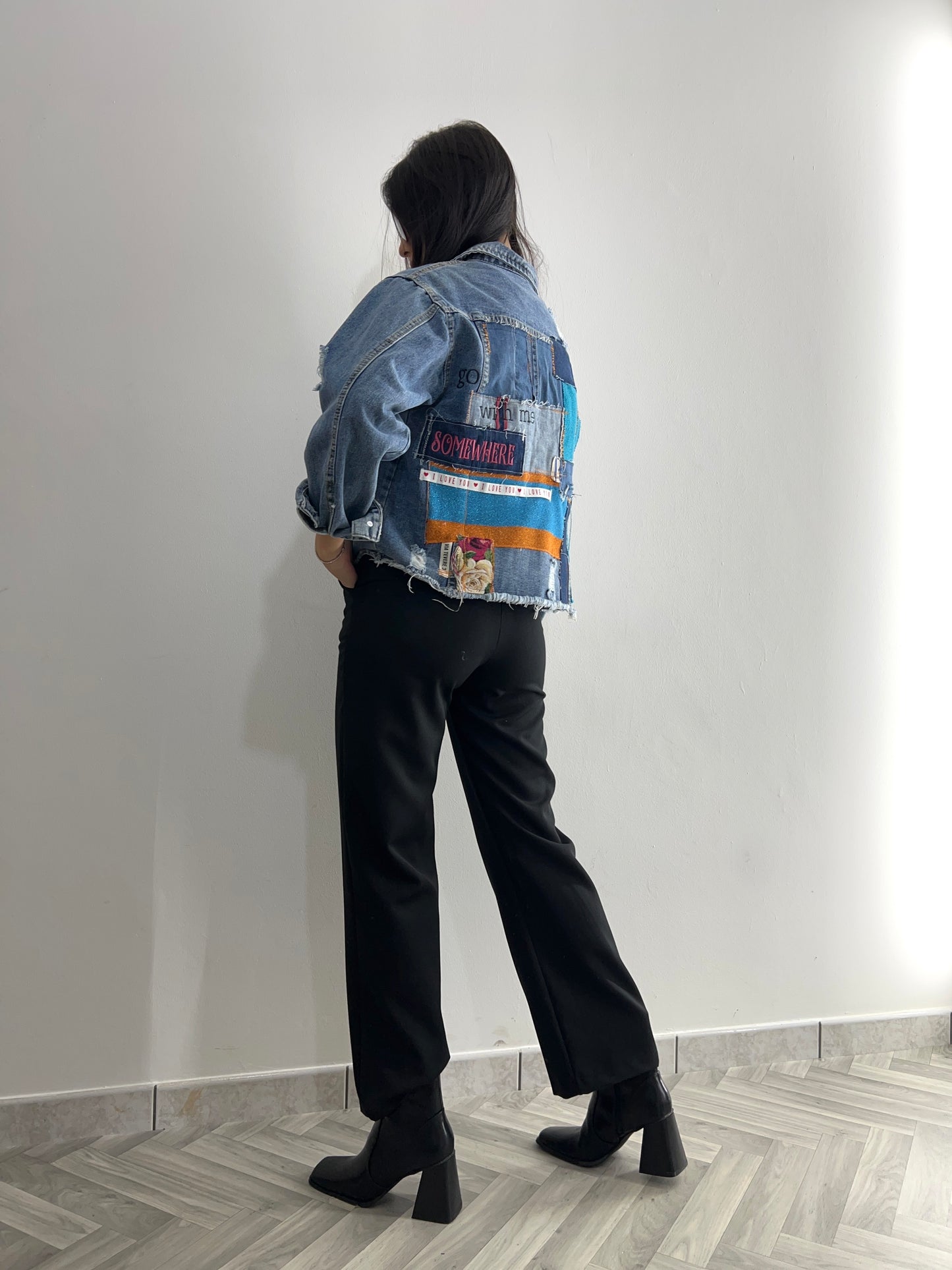 Giacca di jeans patchwork