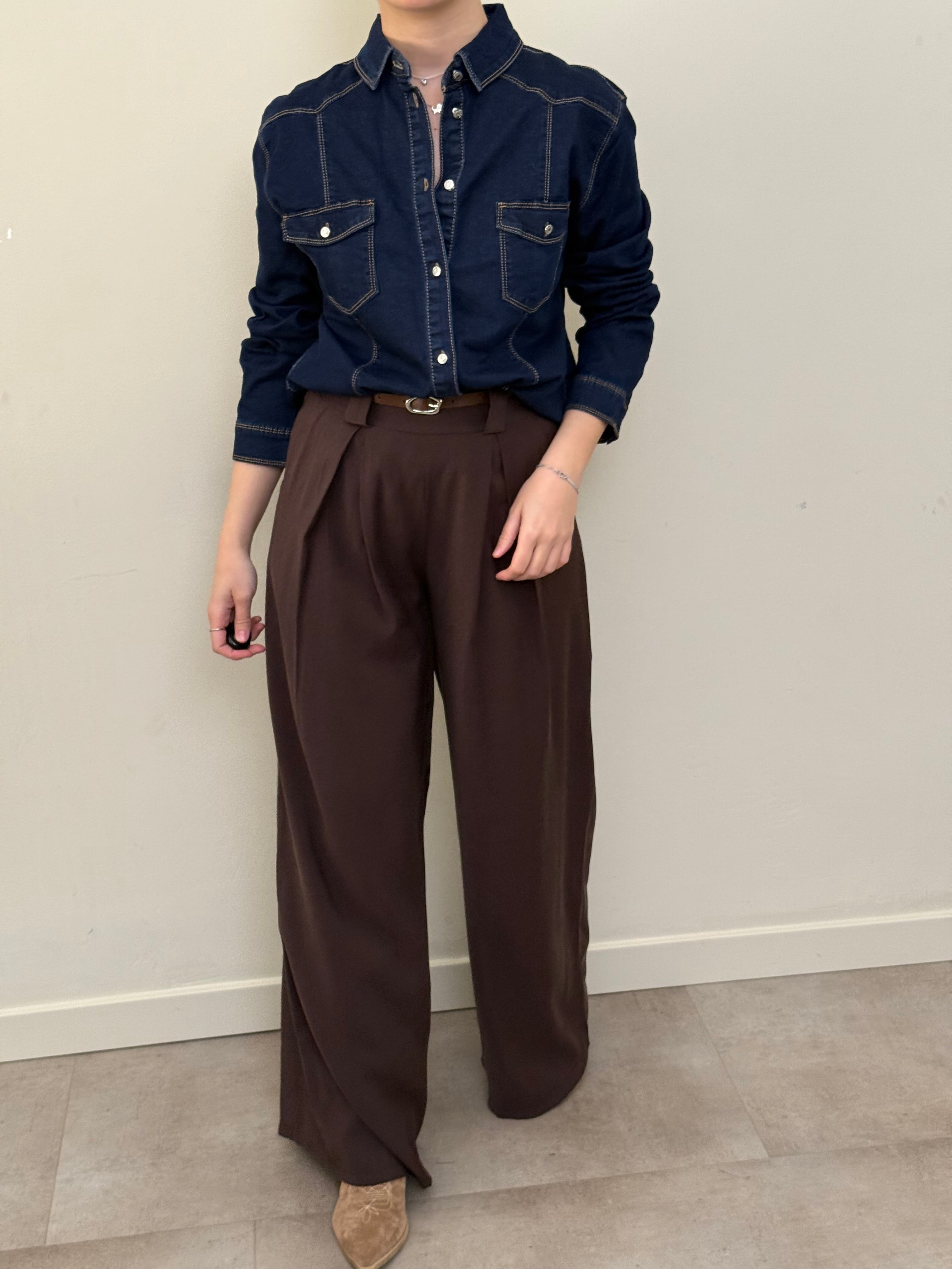 Pantalone viscosa marrone freddo