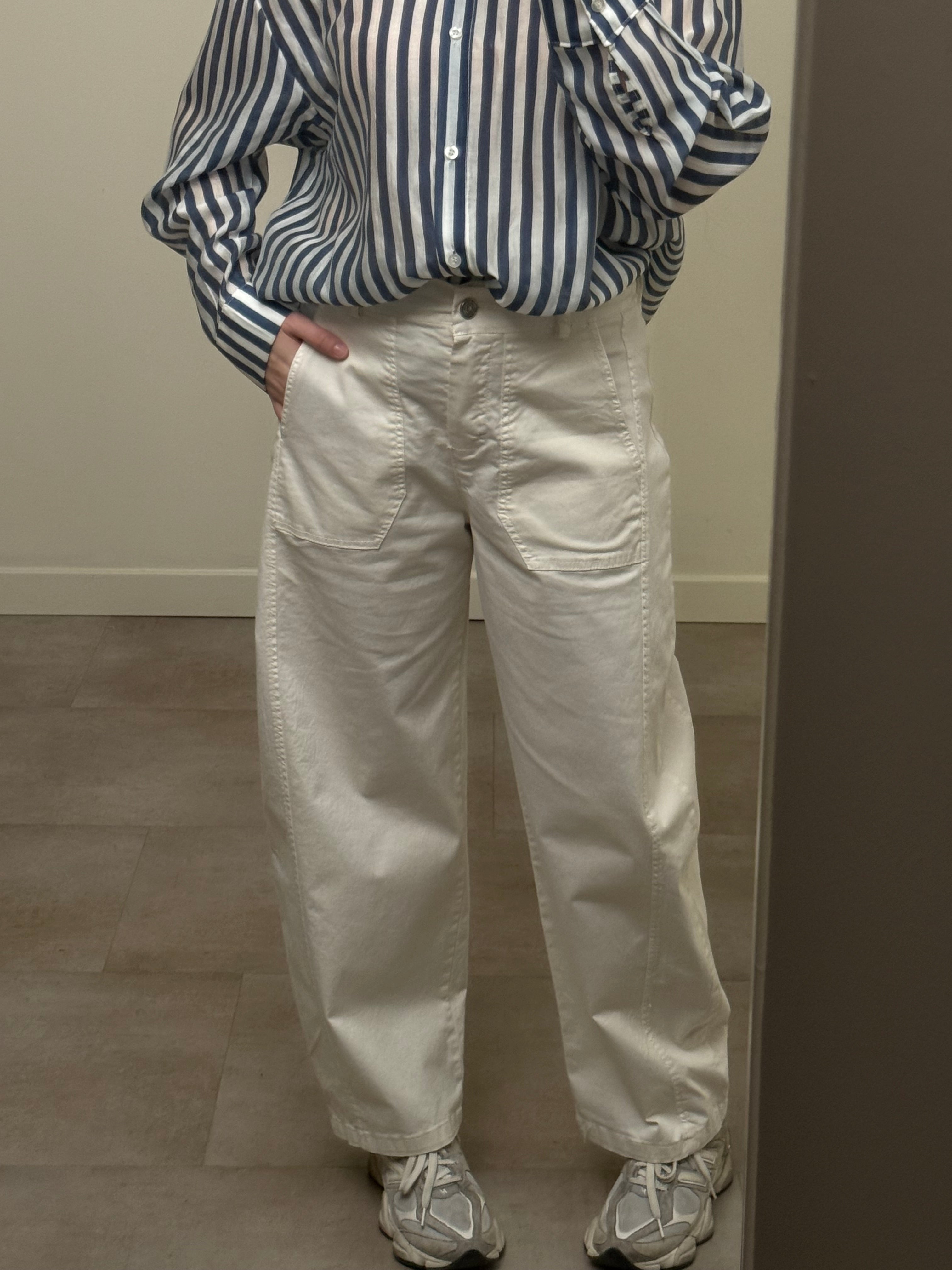 Pantalone baggy cotone burro