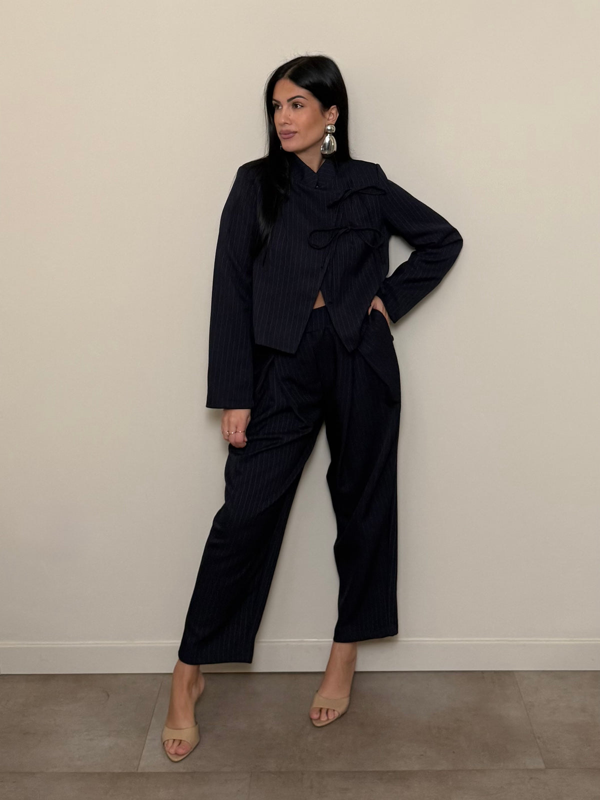 Tailleur gessato blu