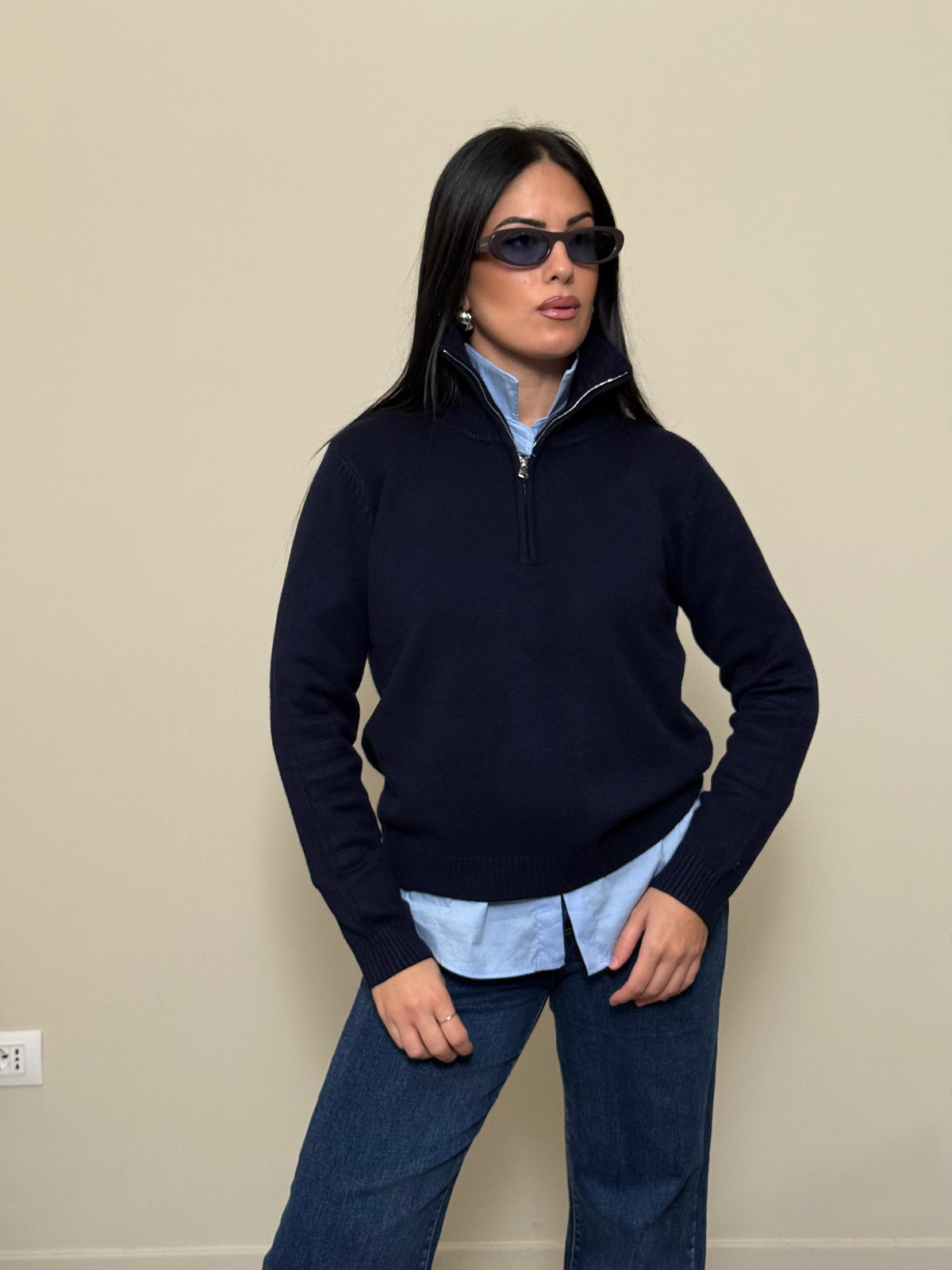 Maglioncino zip blu