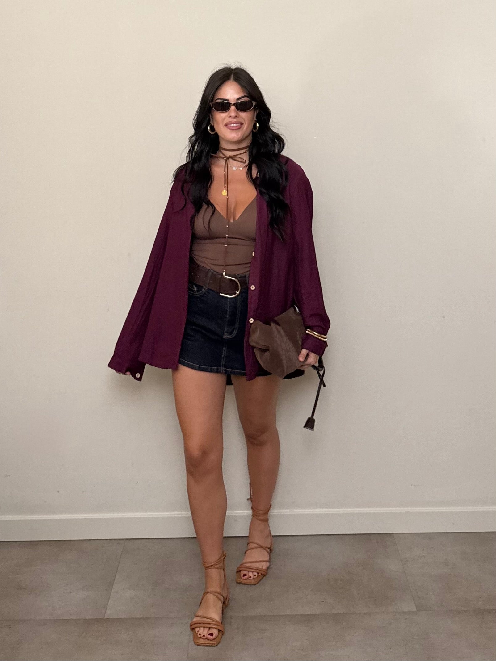 Camicia tencel e lino bordeaux