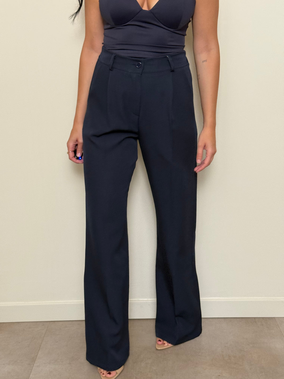 Pantalone palazzo basic blu
