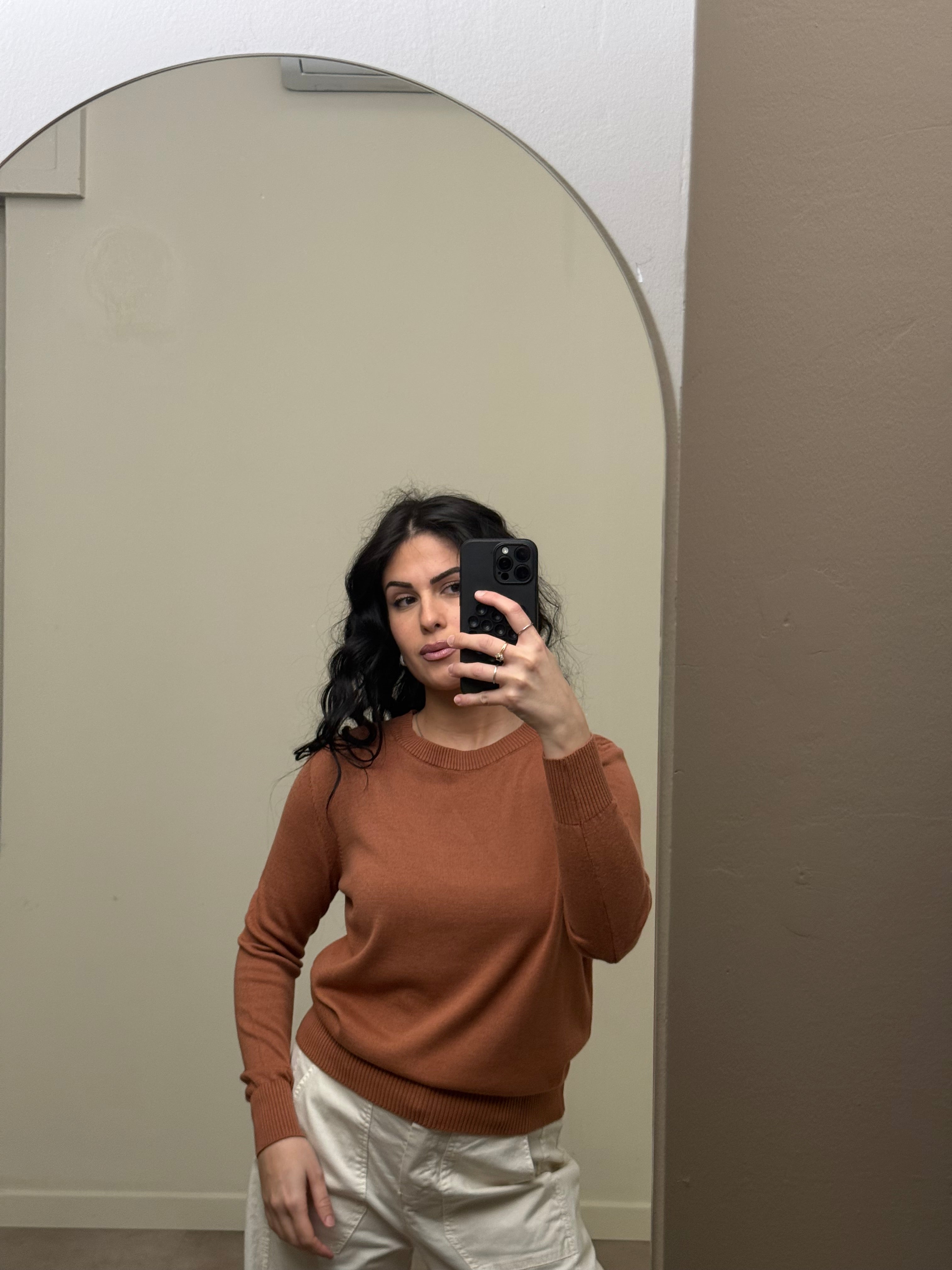 Maglia 100% cotone cuoio