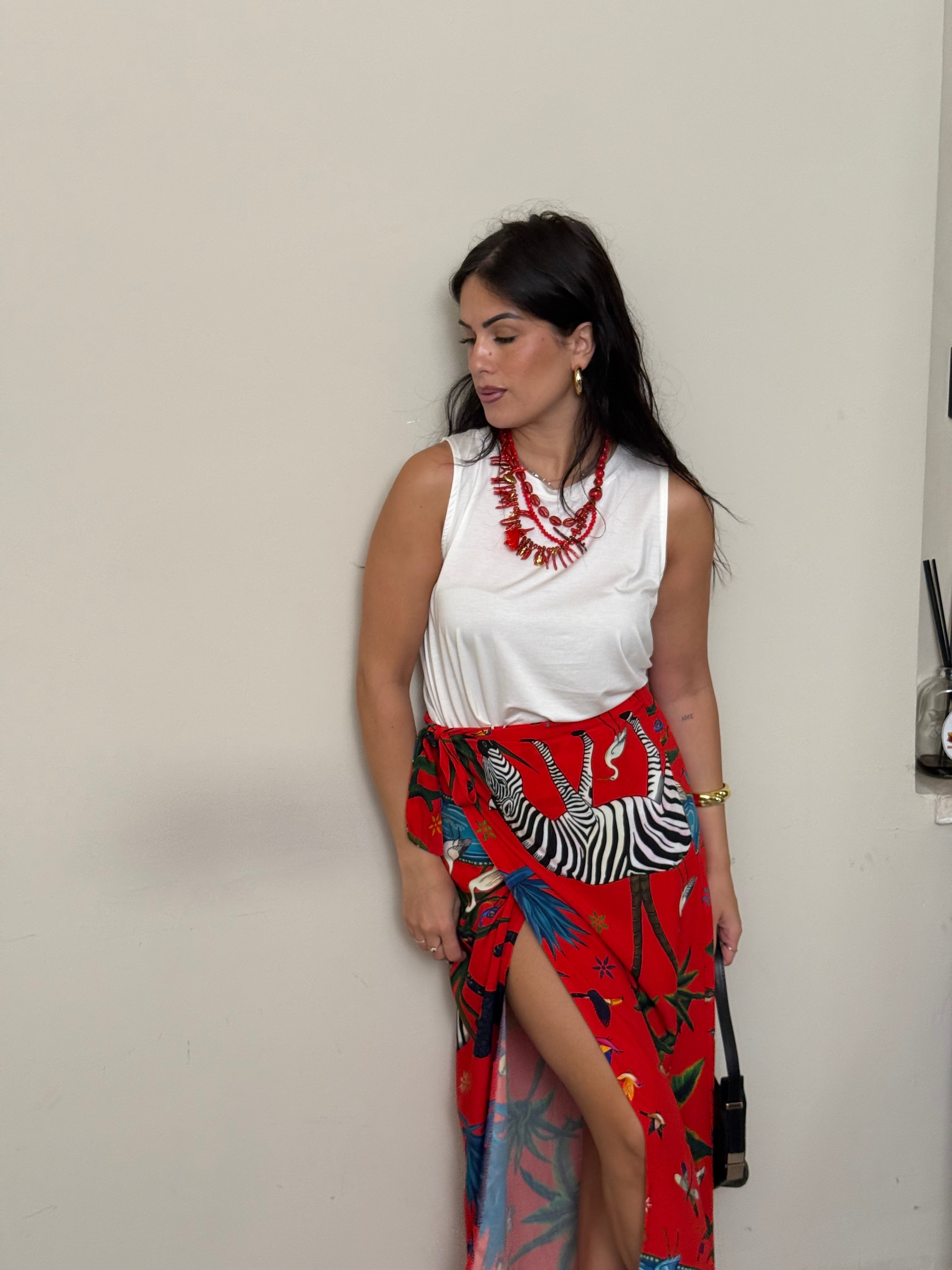 Pareo lungo rosso zebra