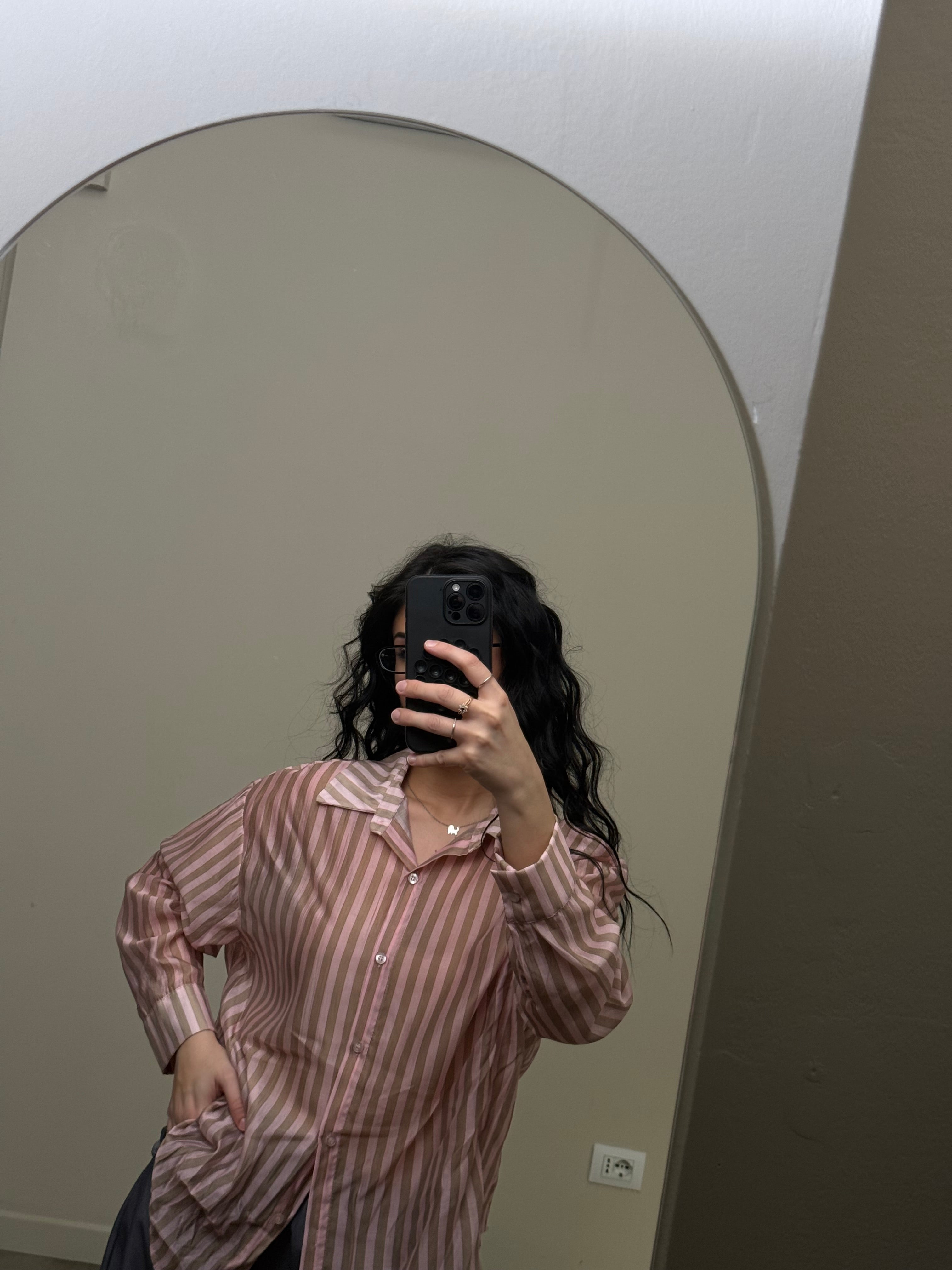Camicia a righe rosa caldo