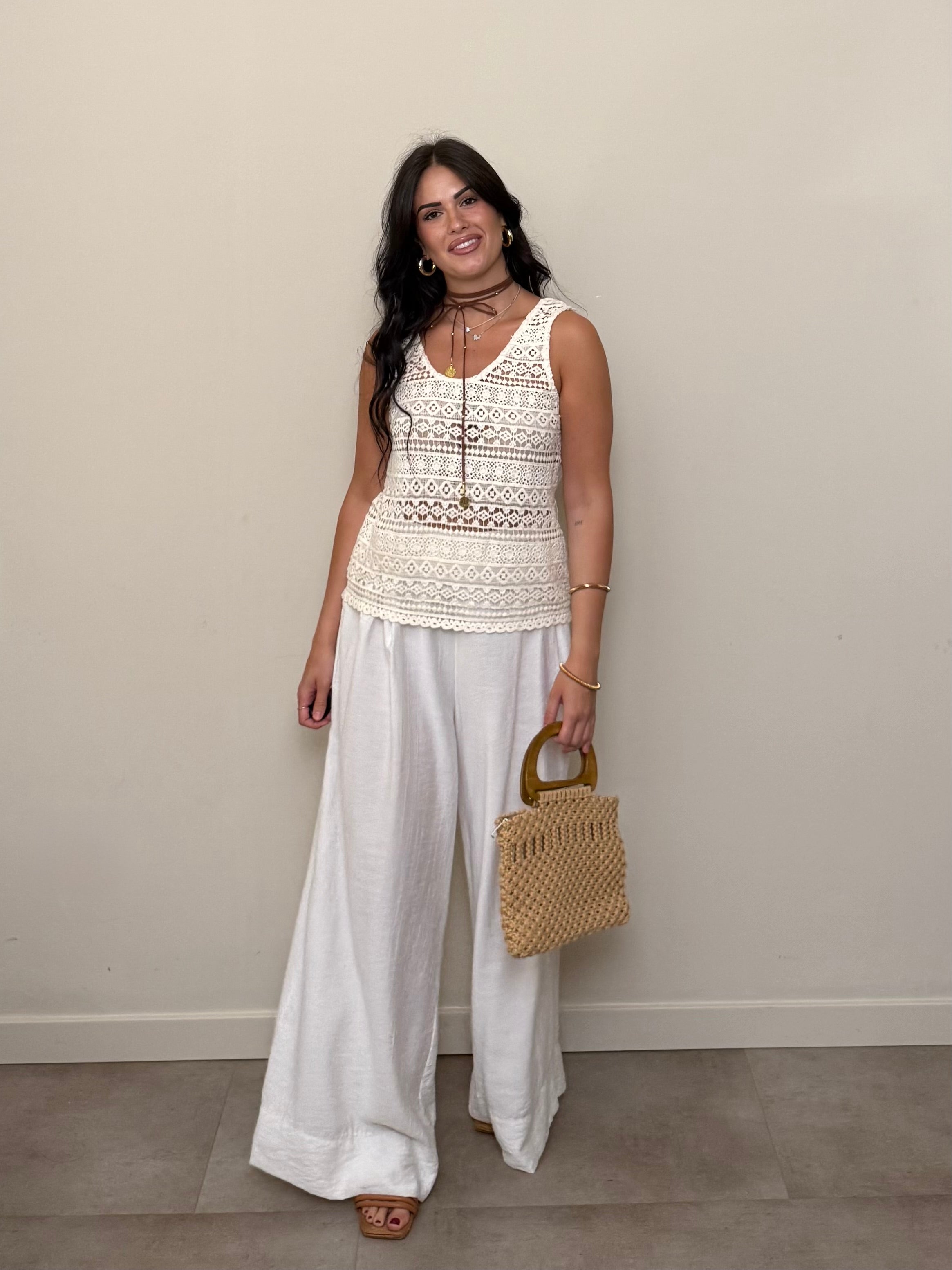 Canotta crochet avorio