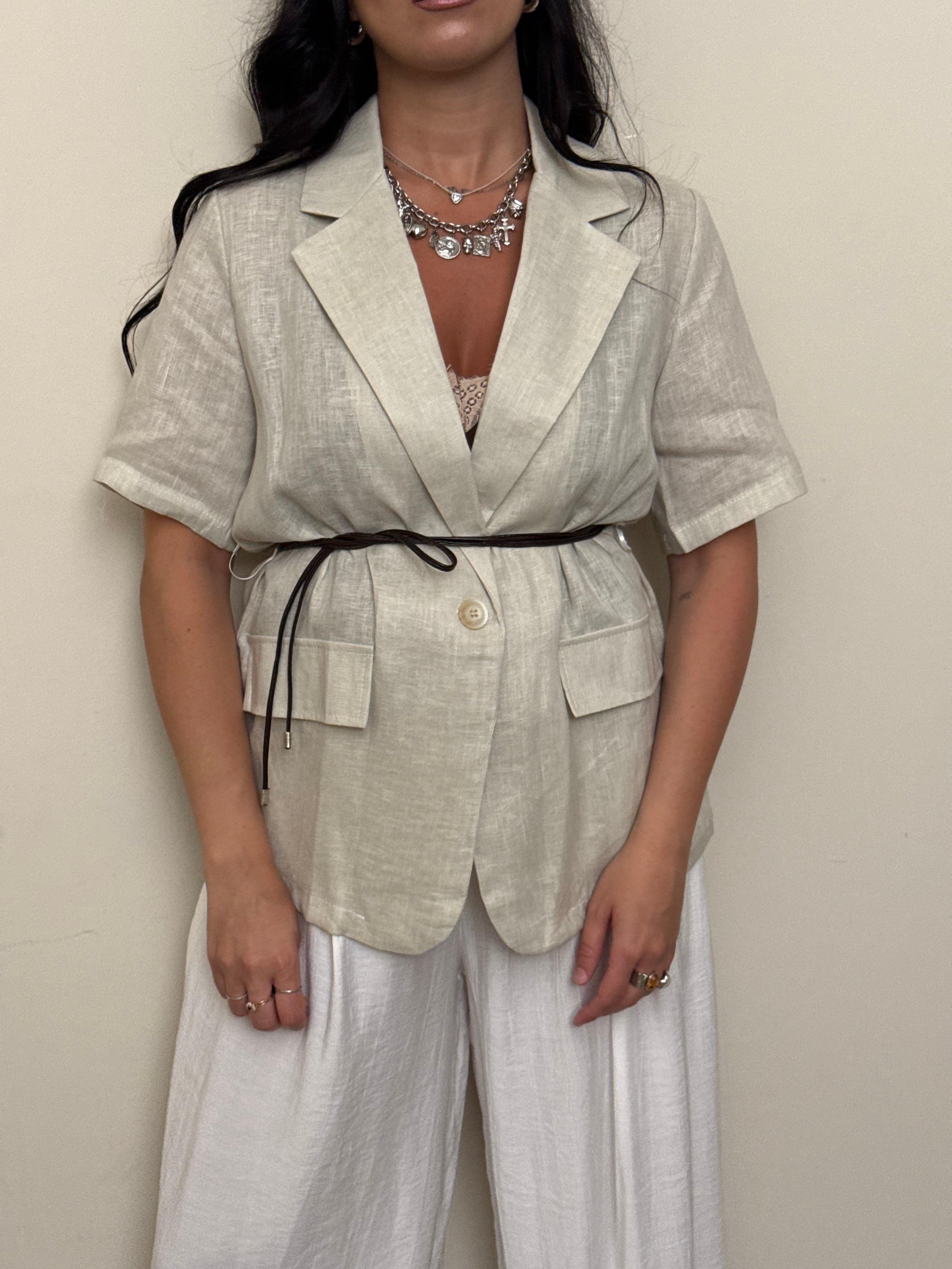 Gilet panna lino