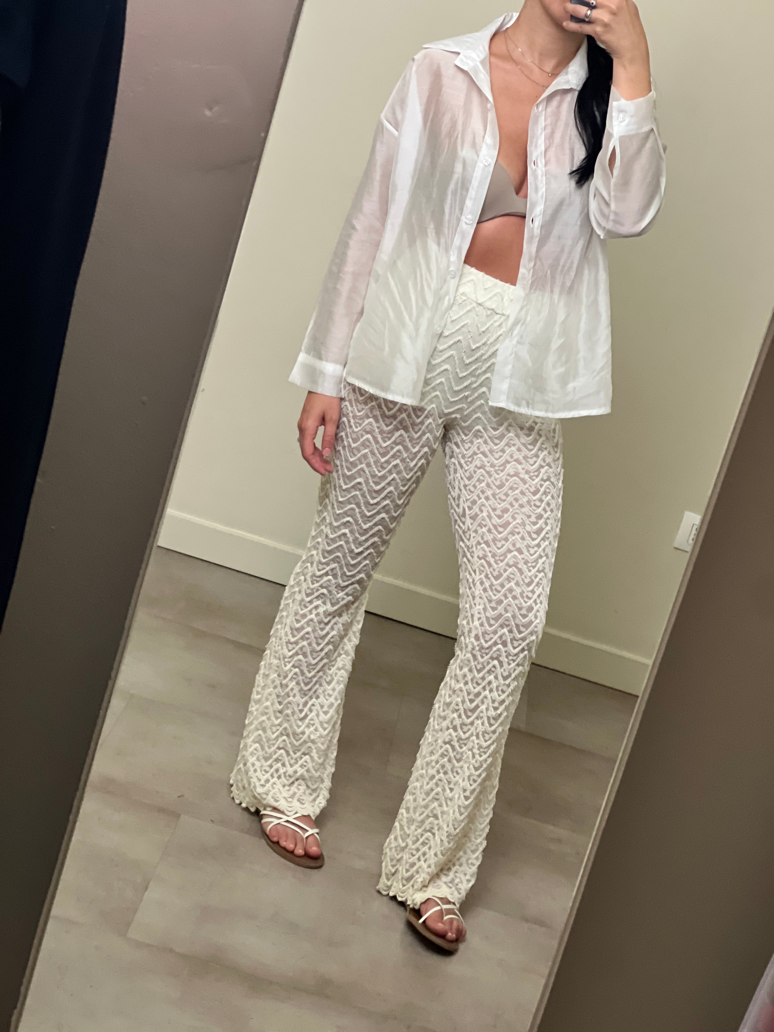 Pantalone bianco pizzo