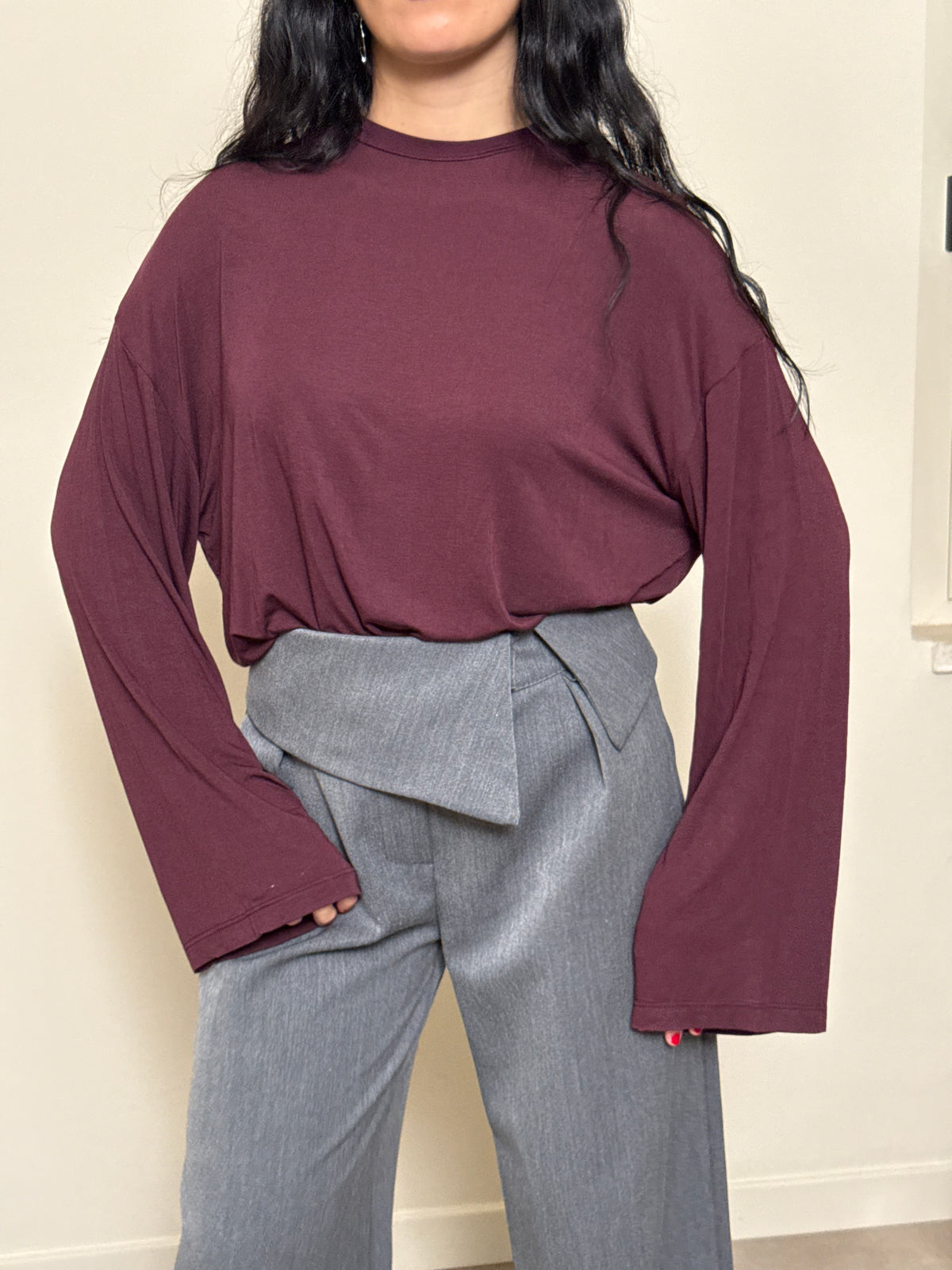 Maglia tencel e lana bordeaux