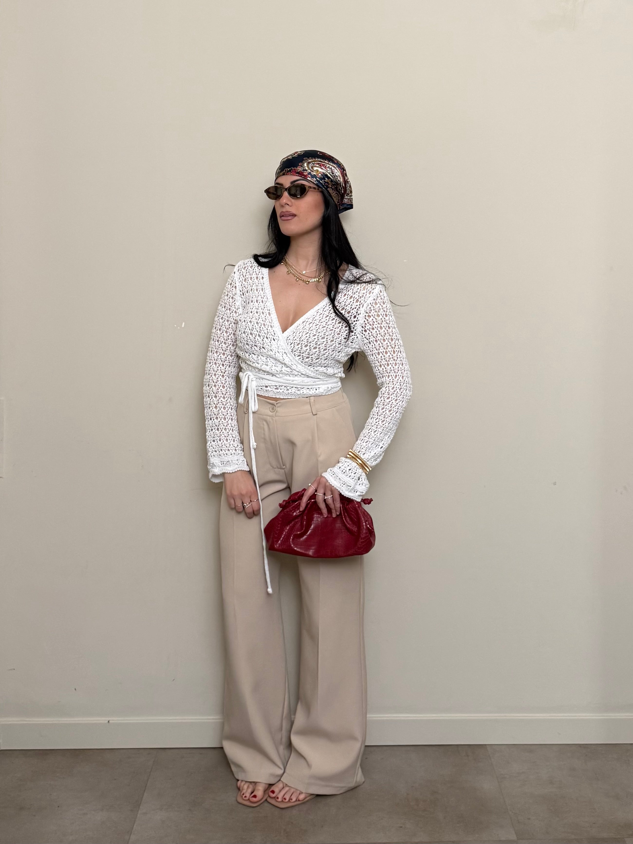 Pantalone palazzo basic beige