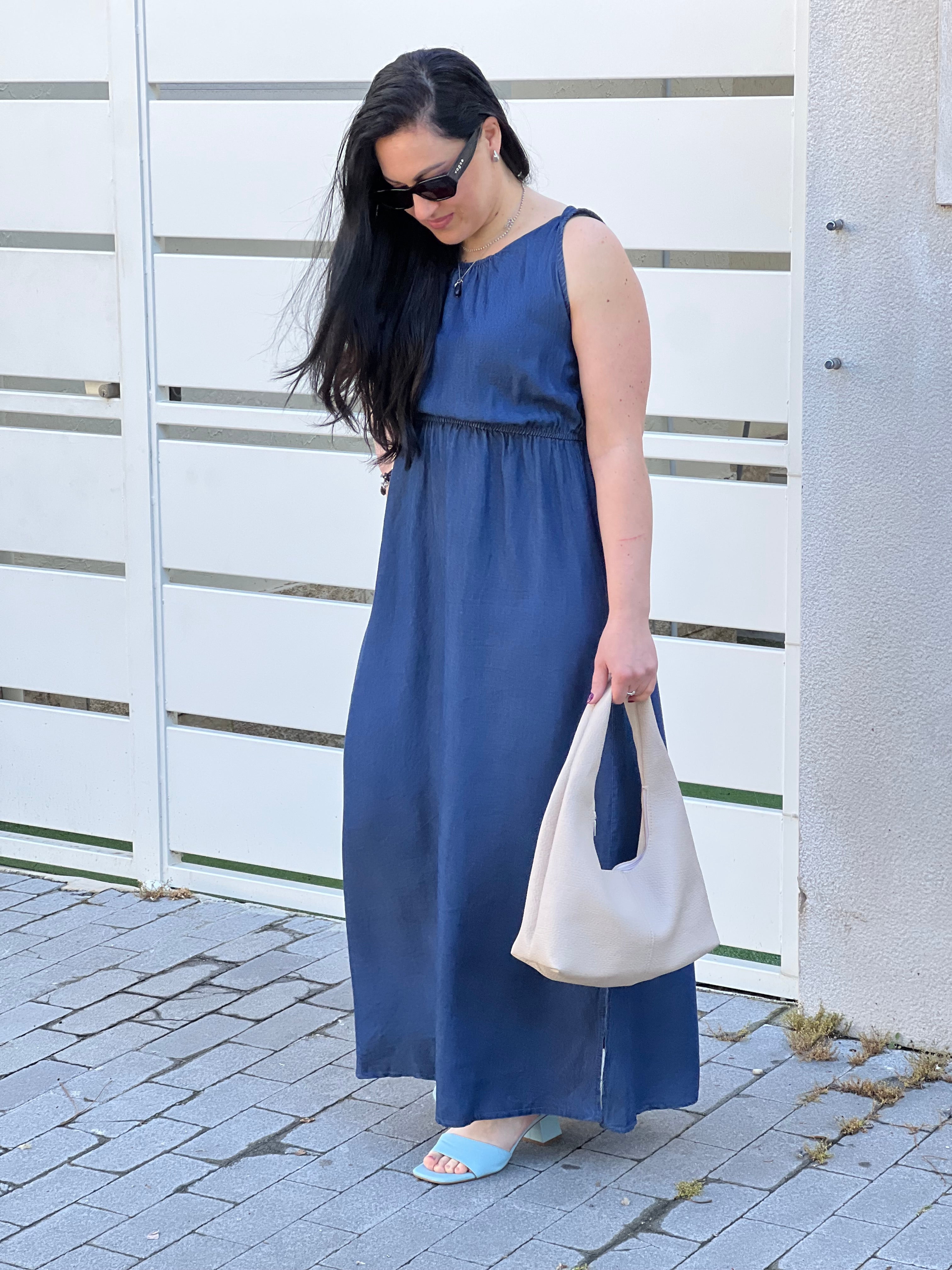 Abito jeans lungo bretella