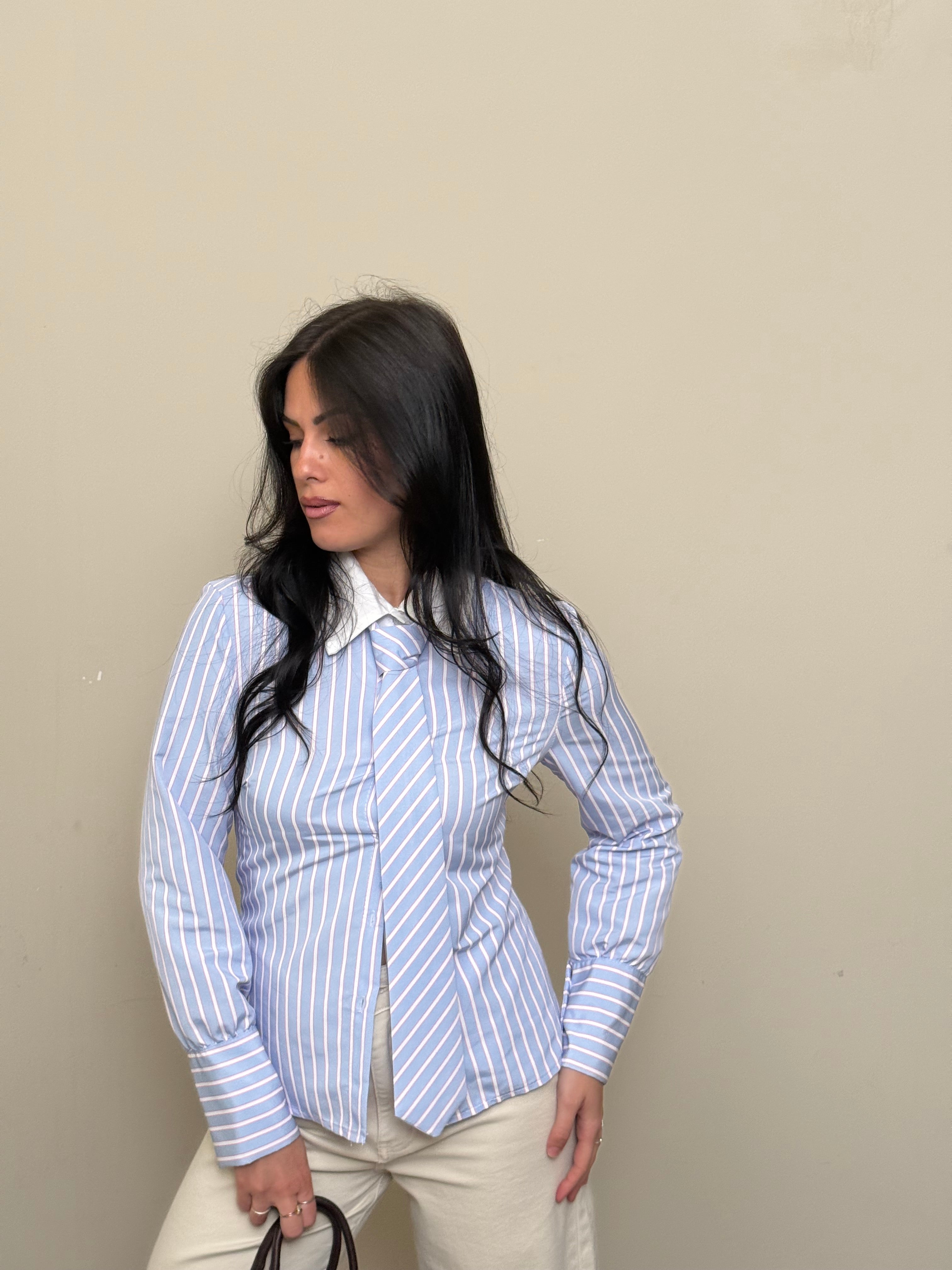 Camicia a righe cravatta