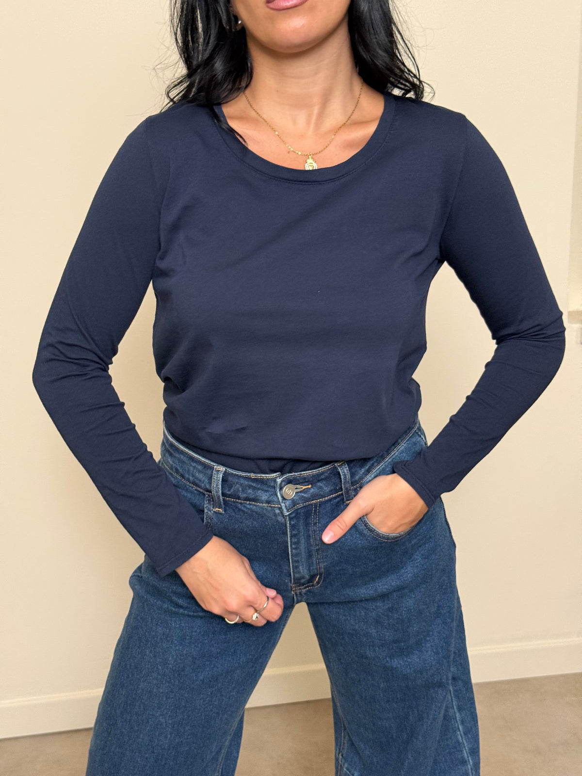Maglia basic slim blu