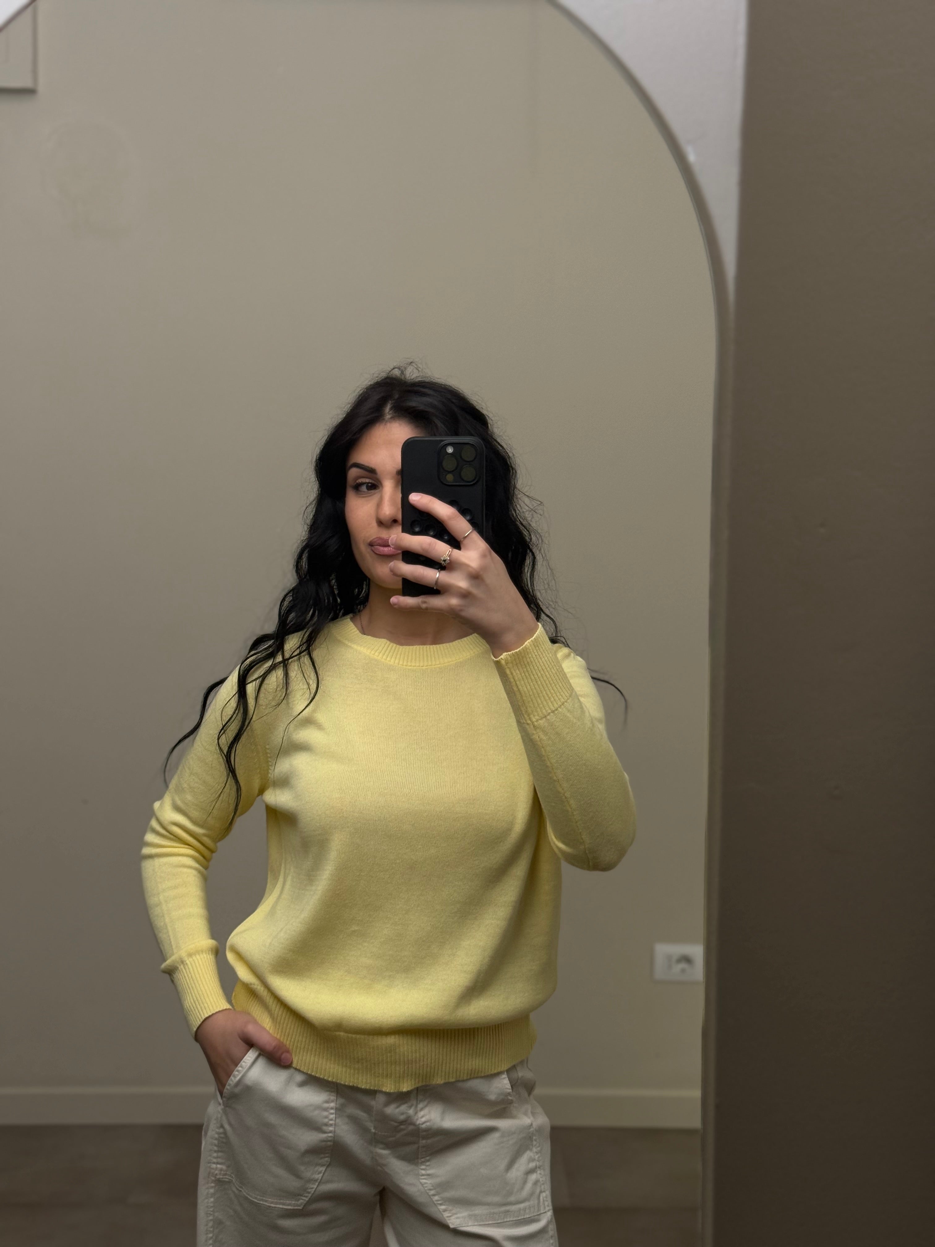 Maglia 100% cotone giallo freddo