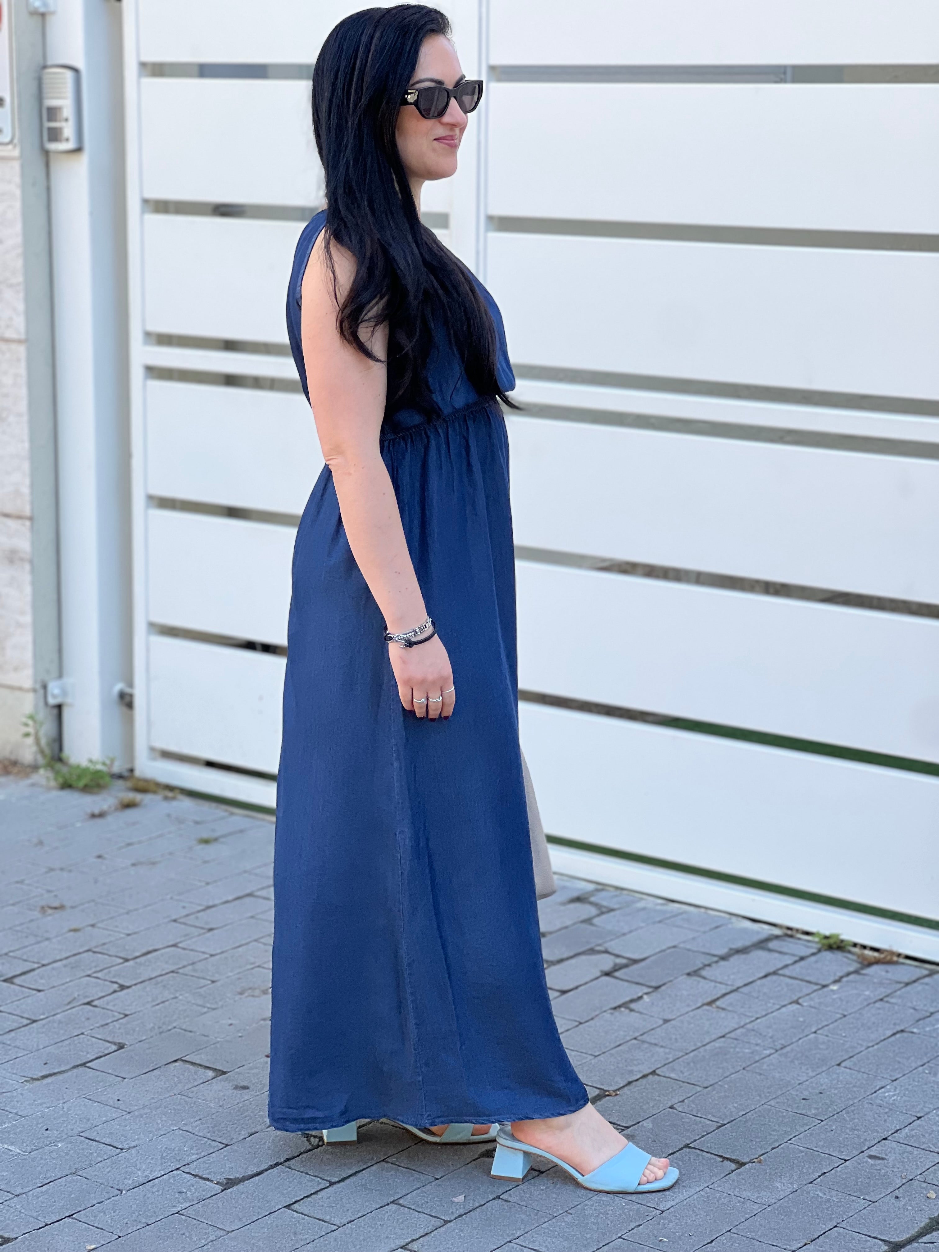 Abito jeans lungo bretella