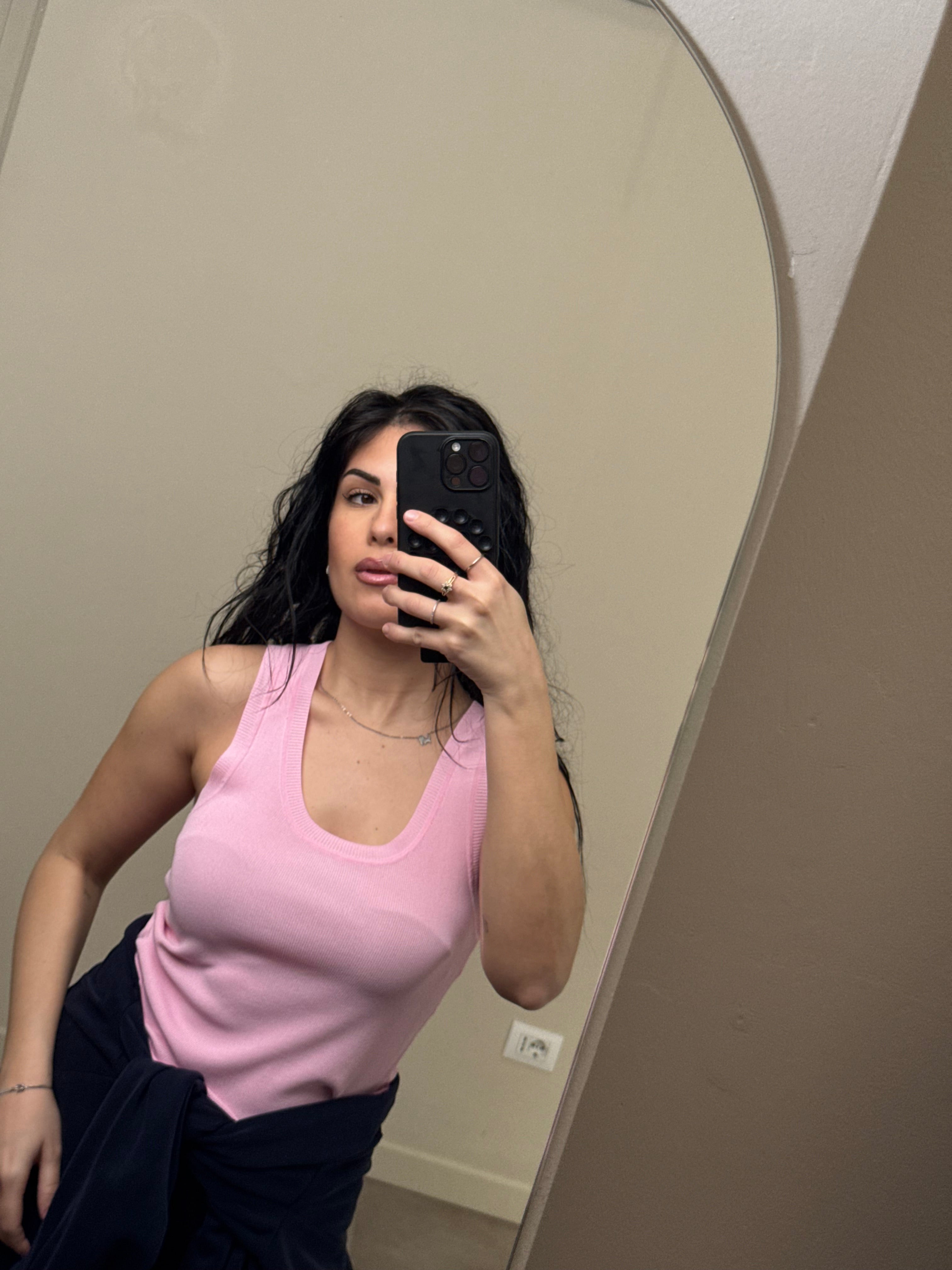 Canotta basic rosa freddo