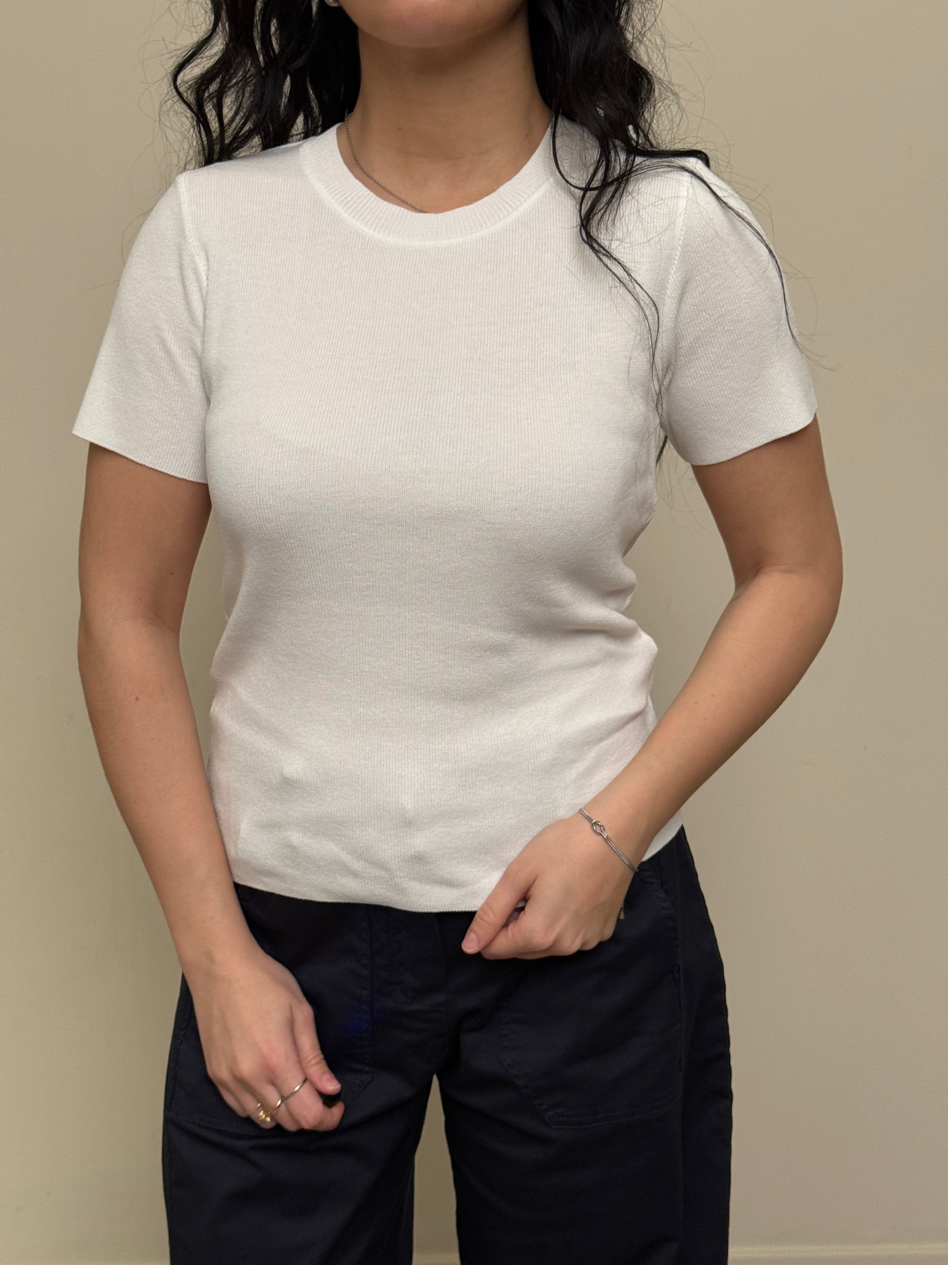 T-shirt filo basic bianco freddo