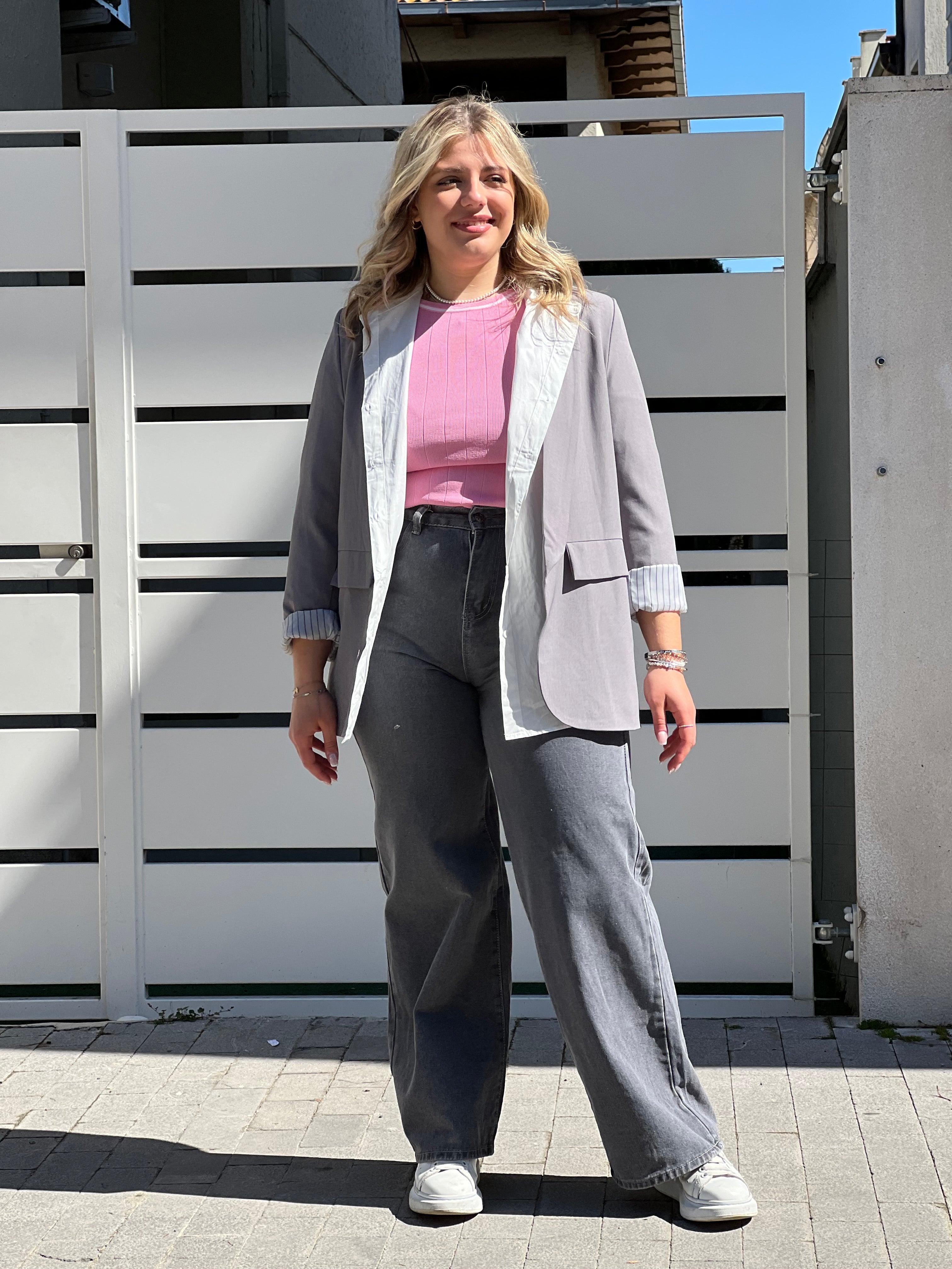 Blazer manica gessata