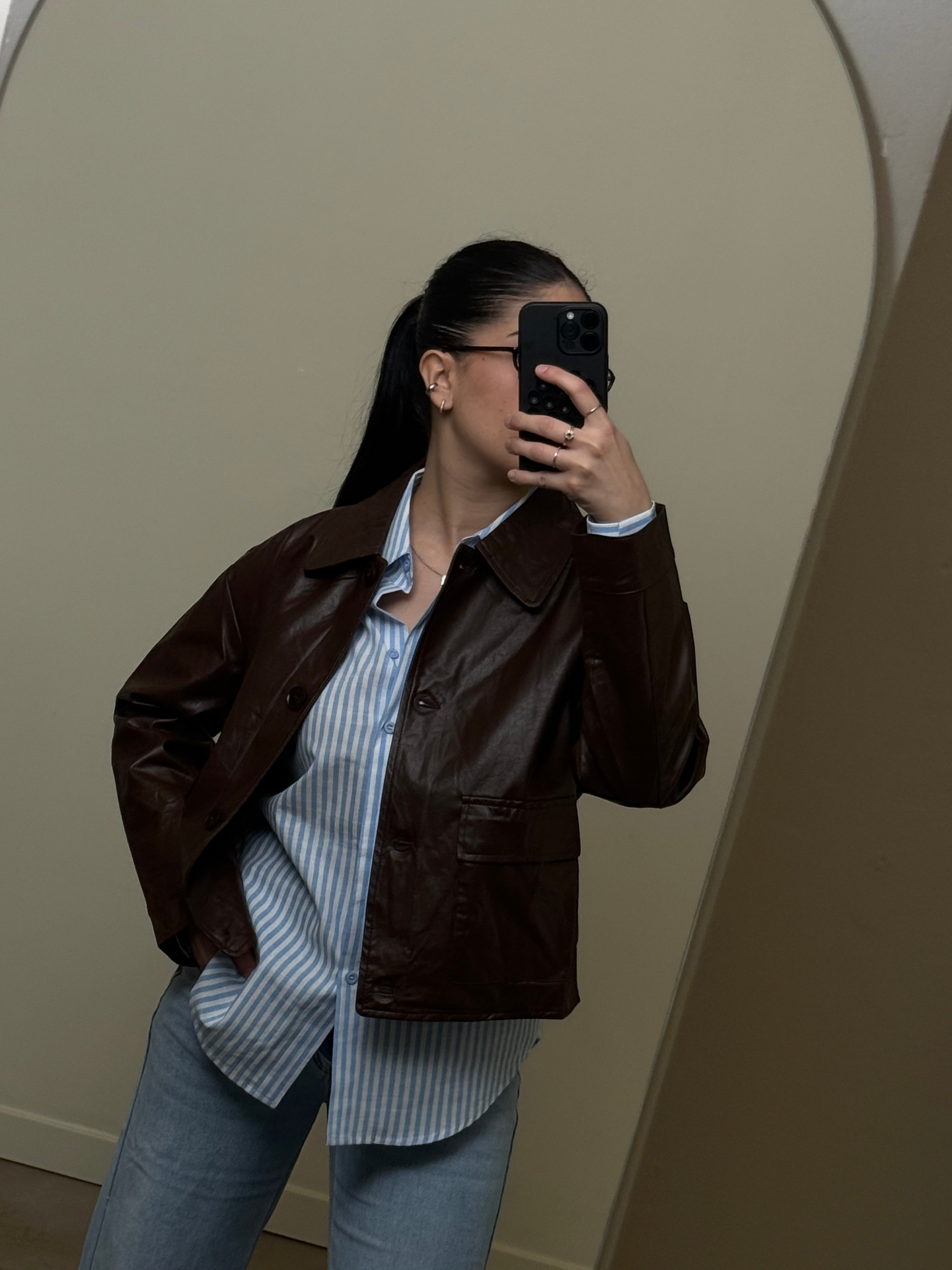 Giacca ecopelle cioccolato