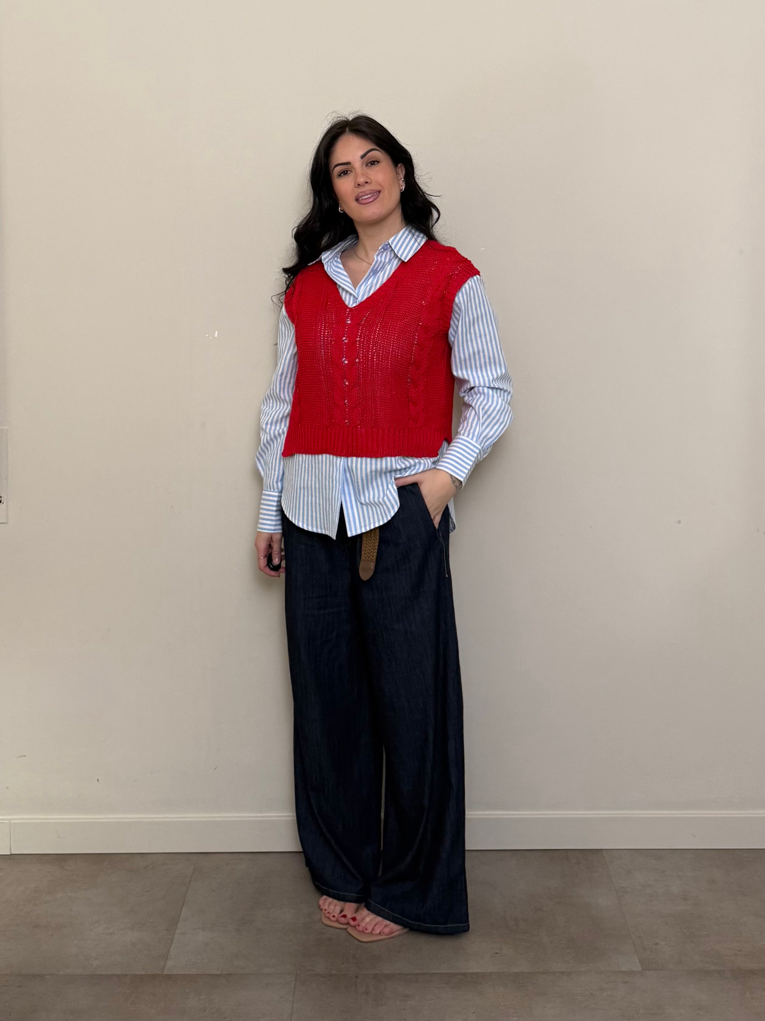 Gilet 100% cotone rosso caldo