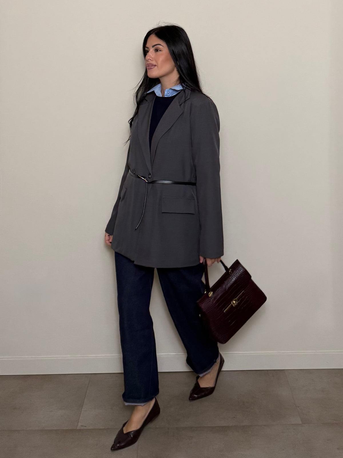Blazer cintura grigio