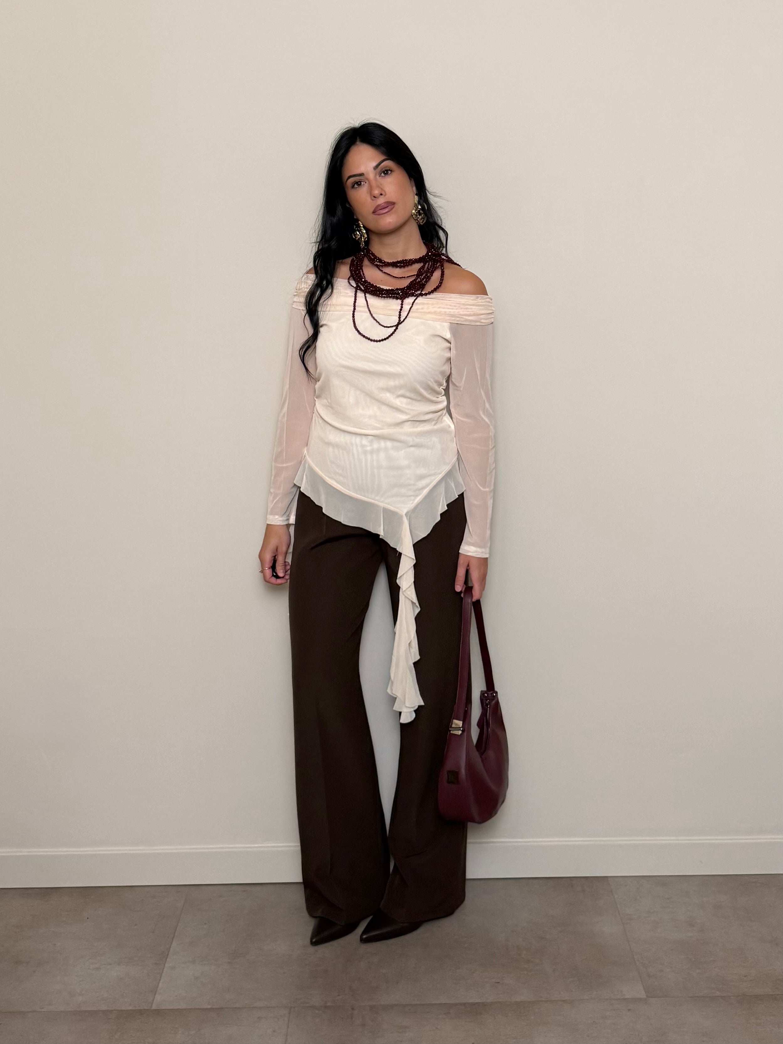 Pantalone palazzo basic cioccolato