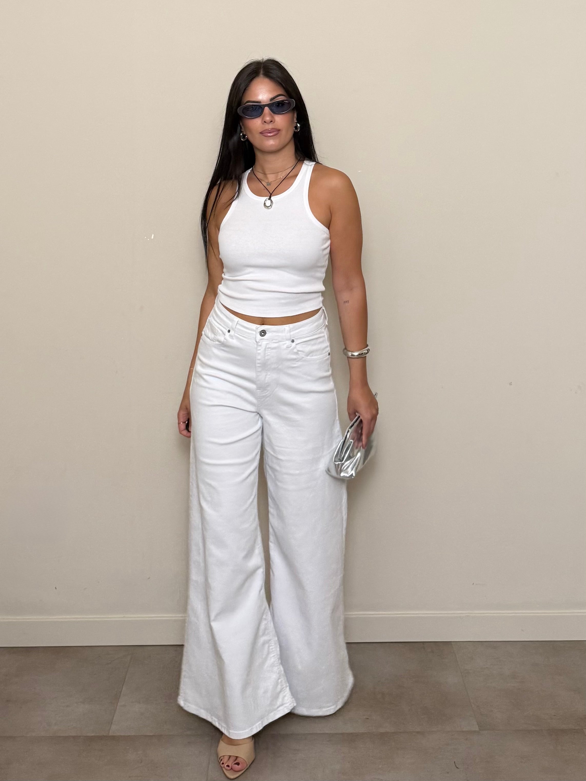 Jeans a zampa bianco freddo