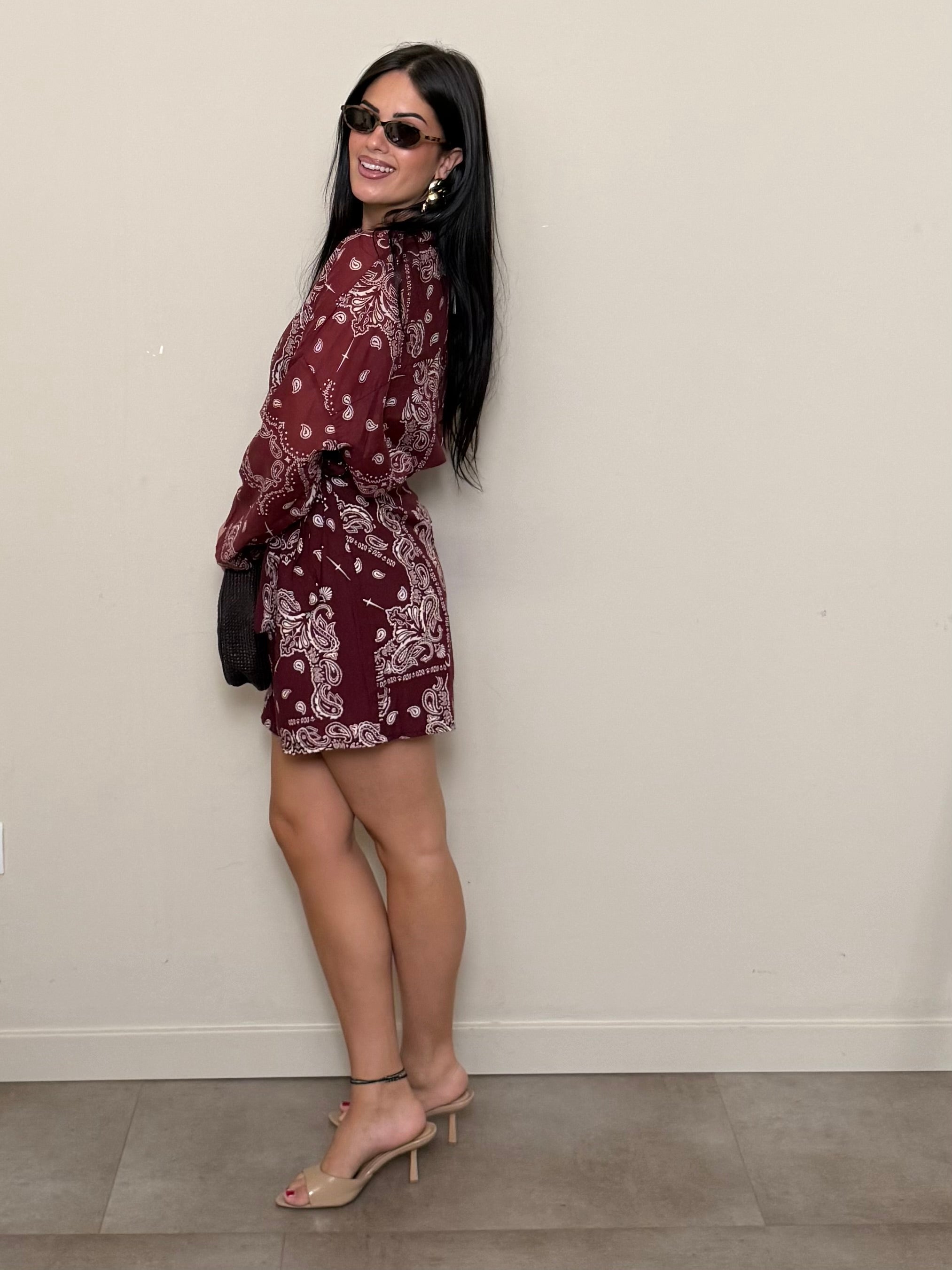 Coordinato pareo bandana bordeaux