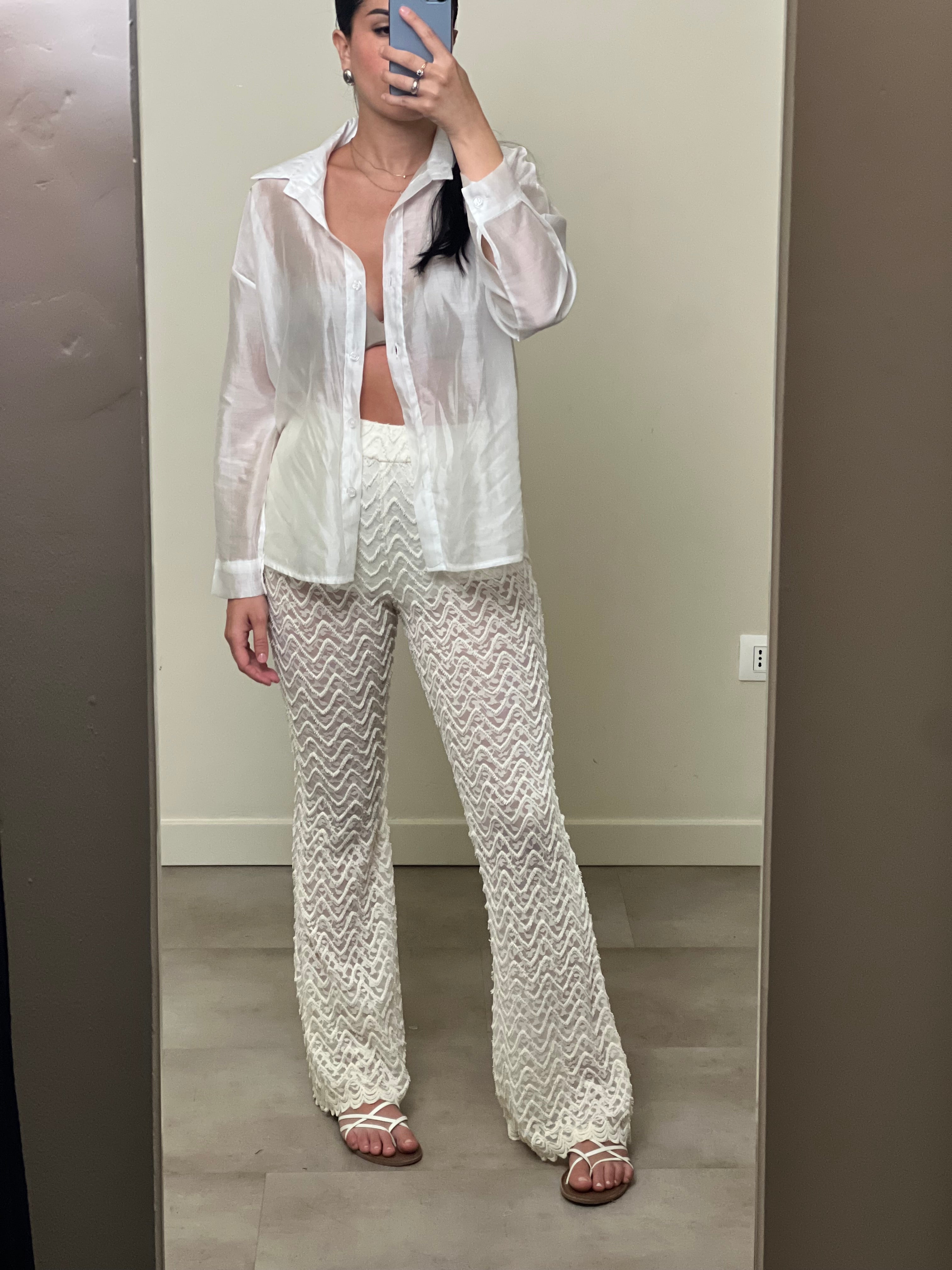 Pantalone bianco pizzo