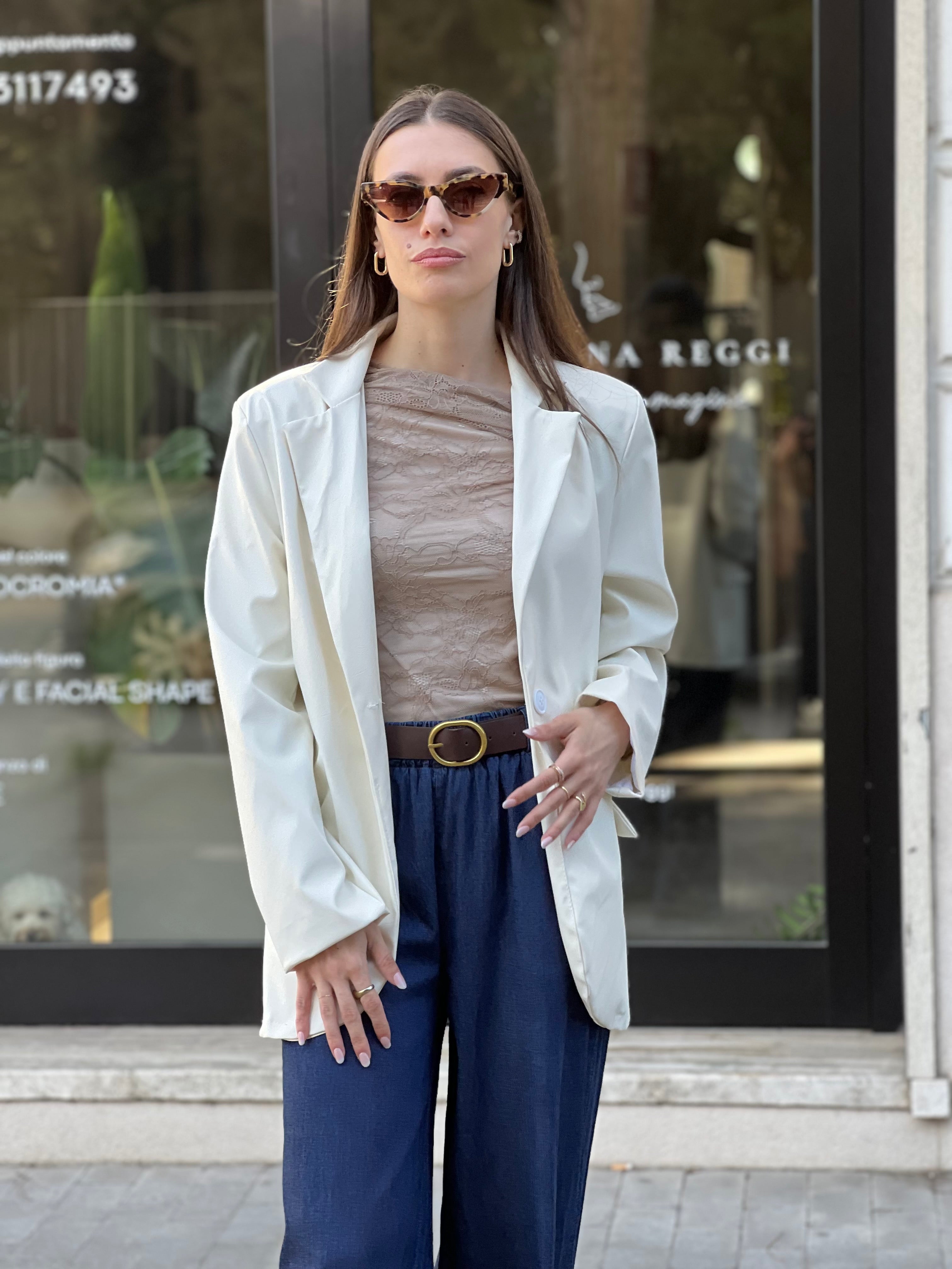 Blazer ecopelle panna