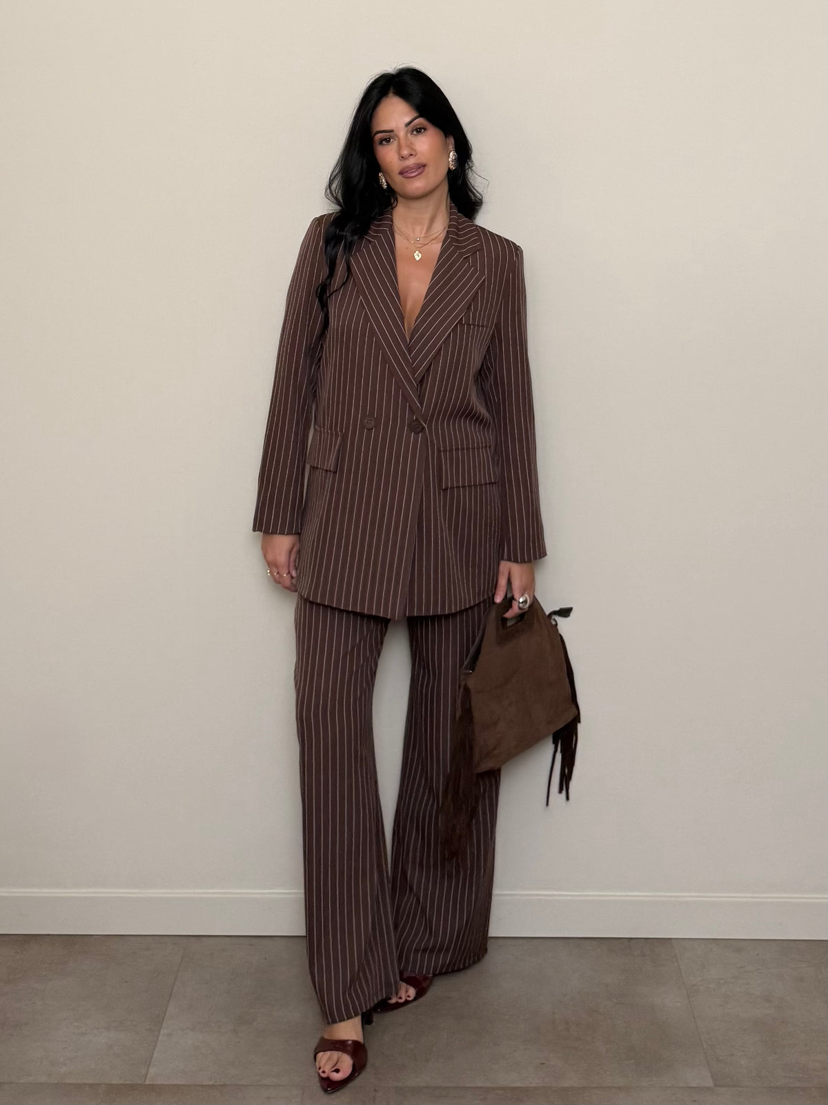 Tailleur gessato cioccolato