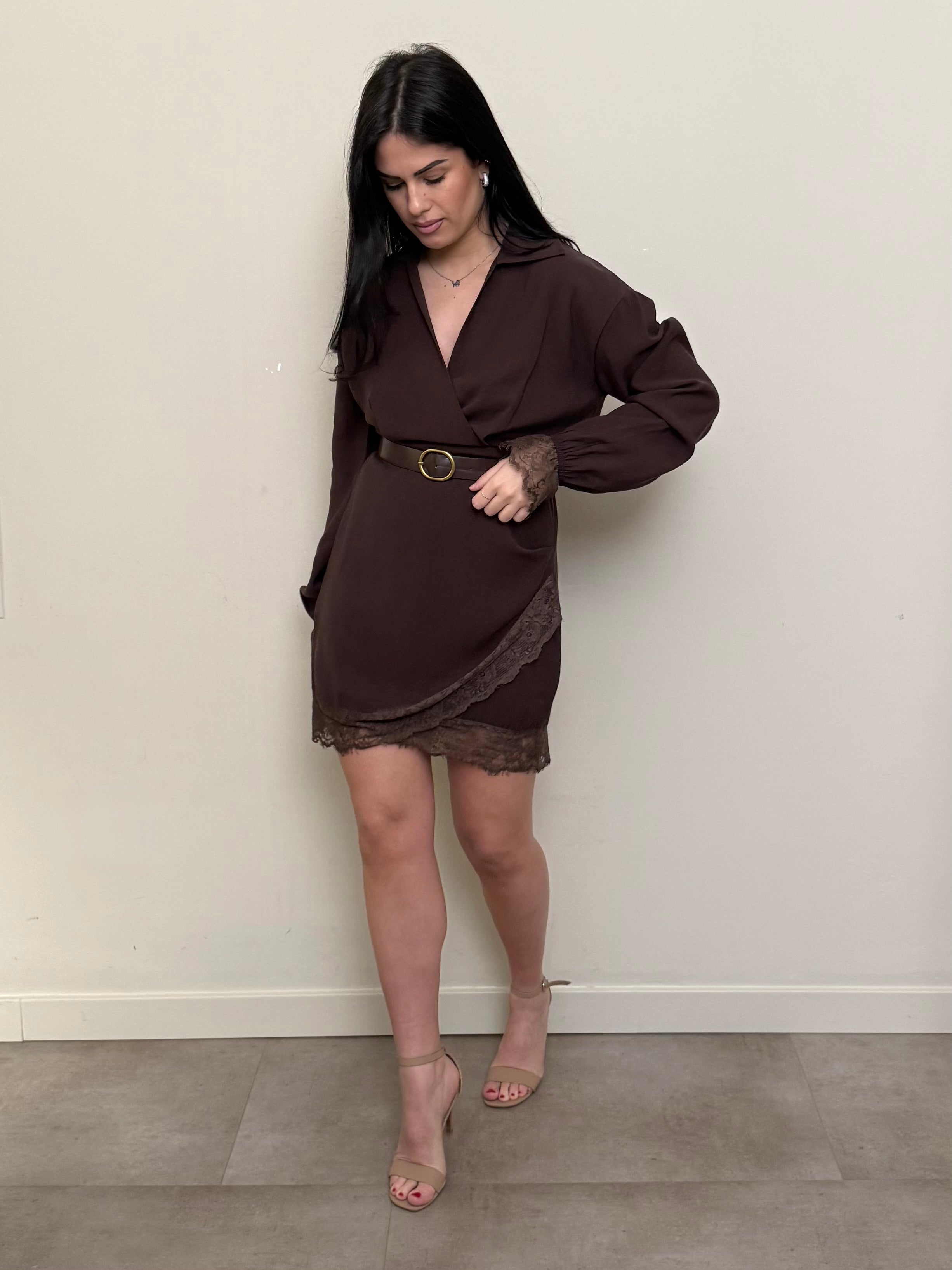 Mini dress pizzo cioccolato