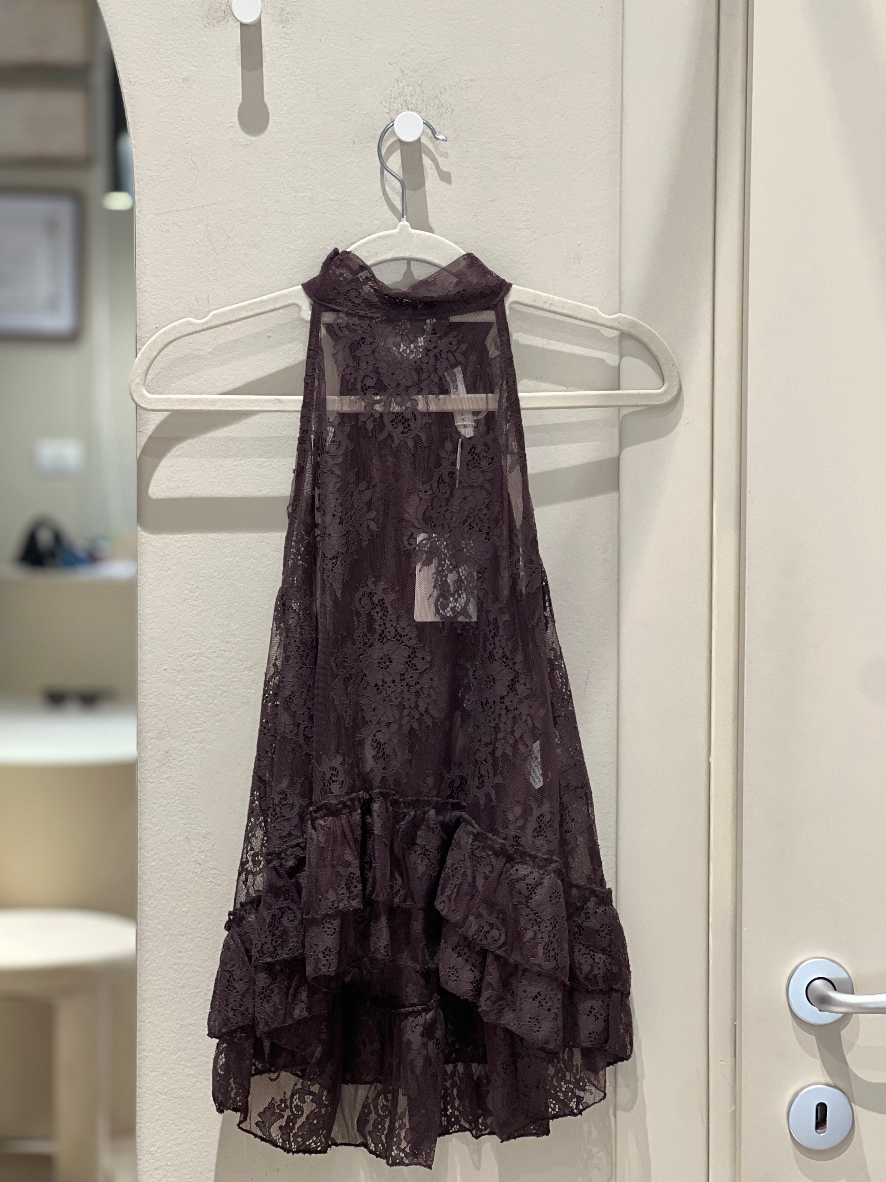 Top pizzo scollo americana