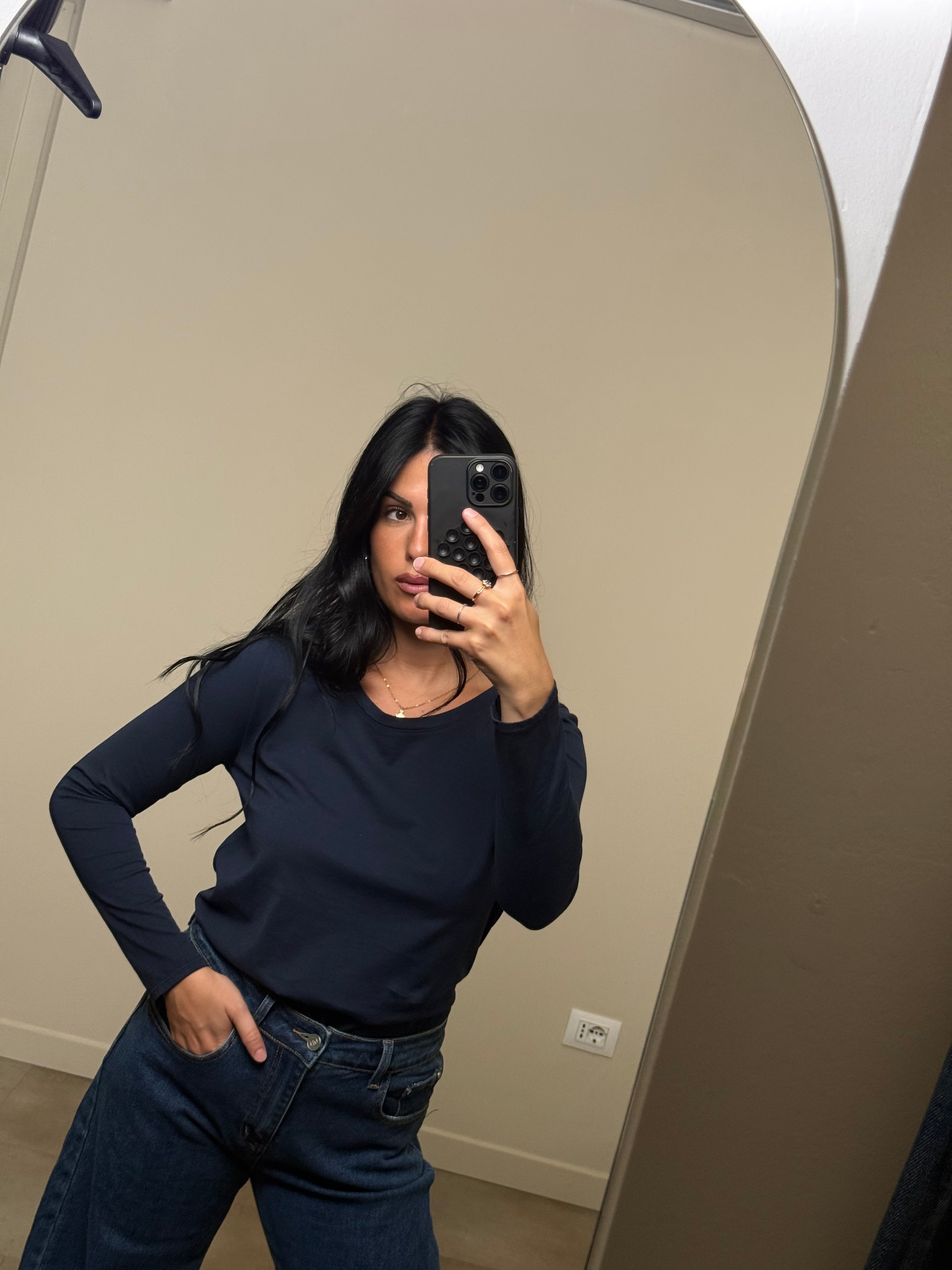 Maglia basic slim blu